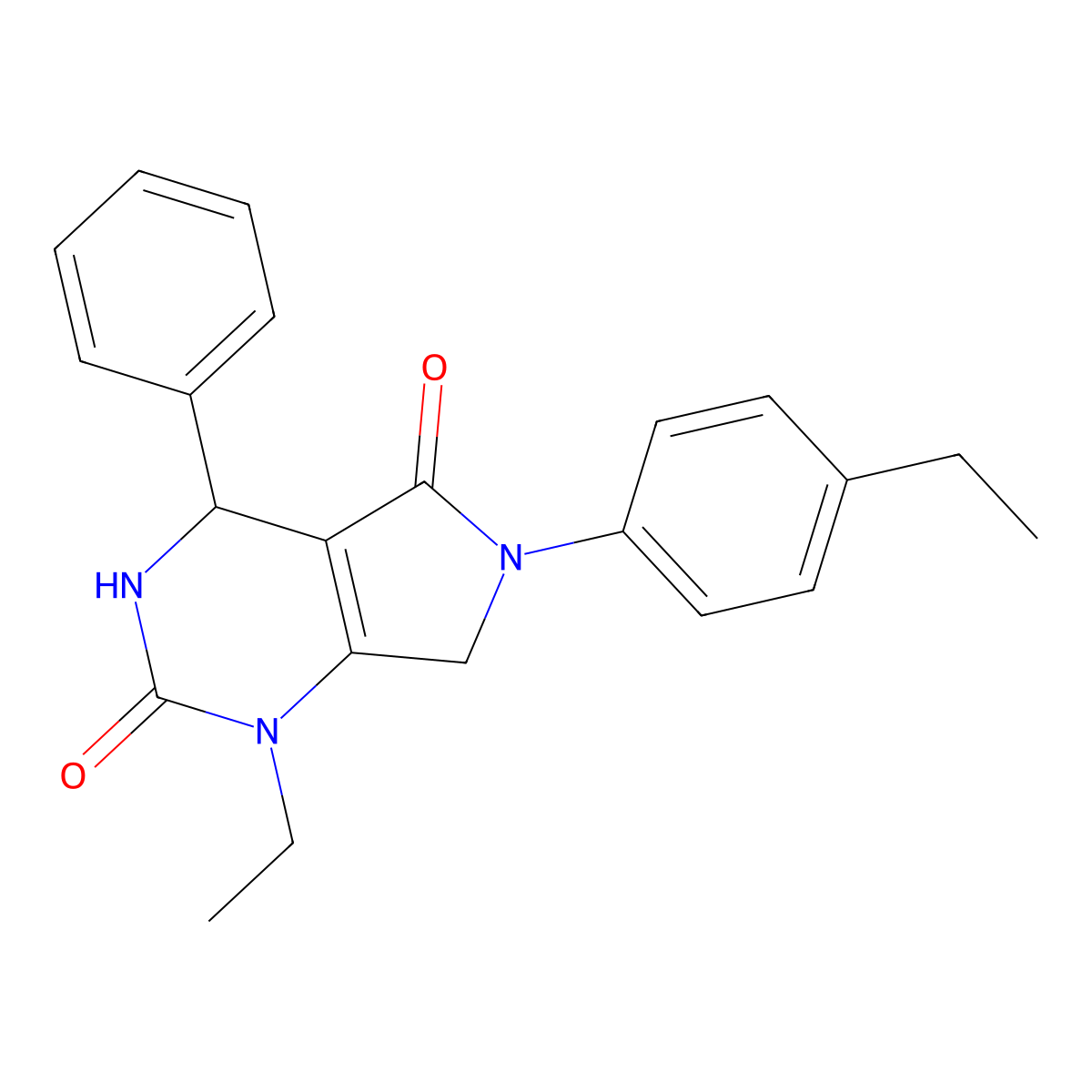 1-ethyl-6-(4-ethylphenyl)-4-phenyl-3,4,6,7-tetrahydro-1H-pyrrolo[3,4-d]pyrimidine-2,5-dione molecular structure, CAS 832742-95-7