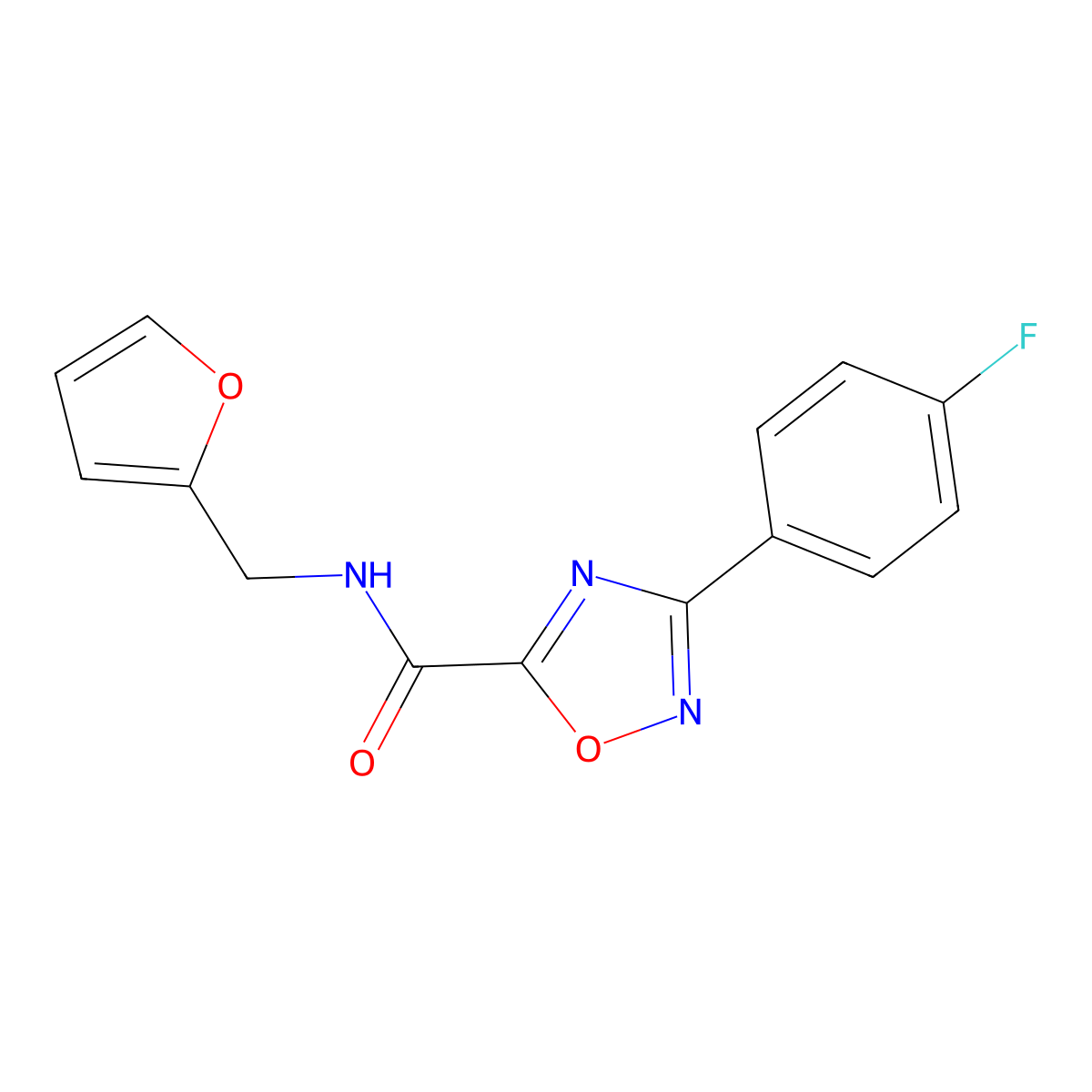 3-(4-fluorophenyl)-N-(furan-2-ylmethyl)-1,2,4-oxadiazole-5-carboxamide molecular structure, CAS 832745-42-3