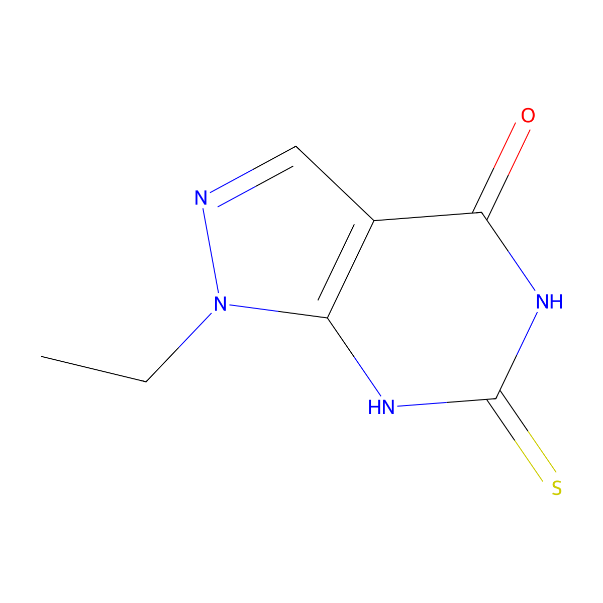 1-ethyl-6-sulfanyl-1H-pyrazolo[3,4-d]pyrimidin-4-ol molecular structure, CAS 832746-55-1