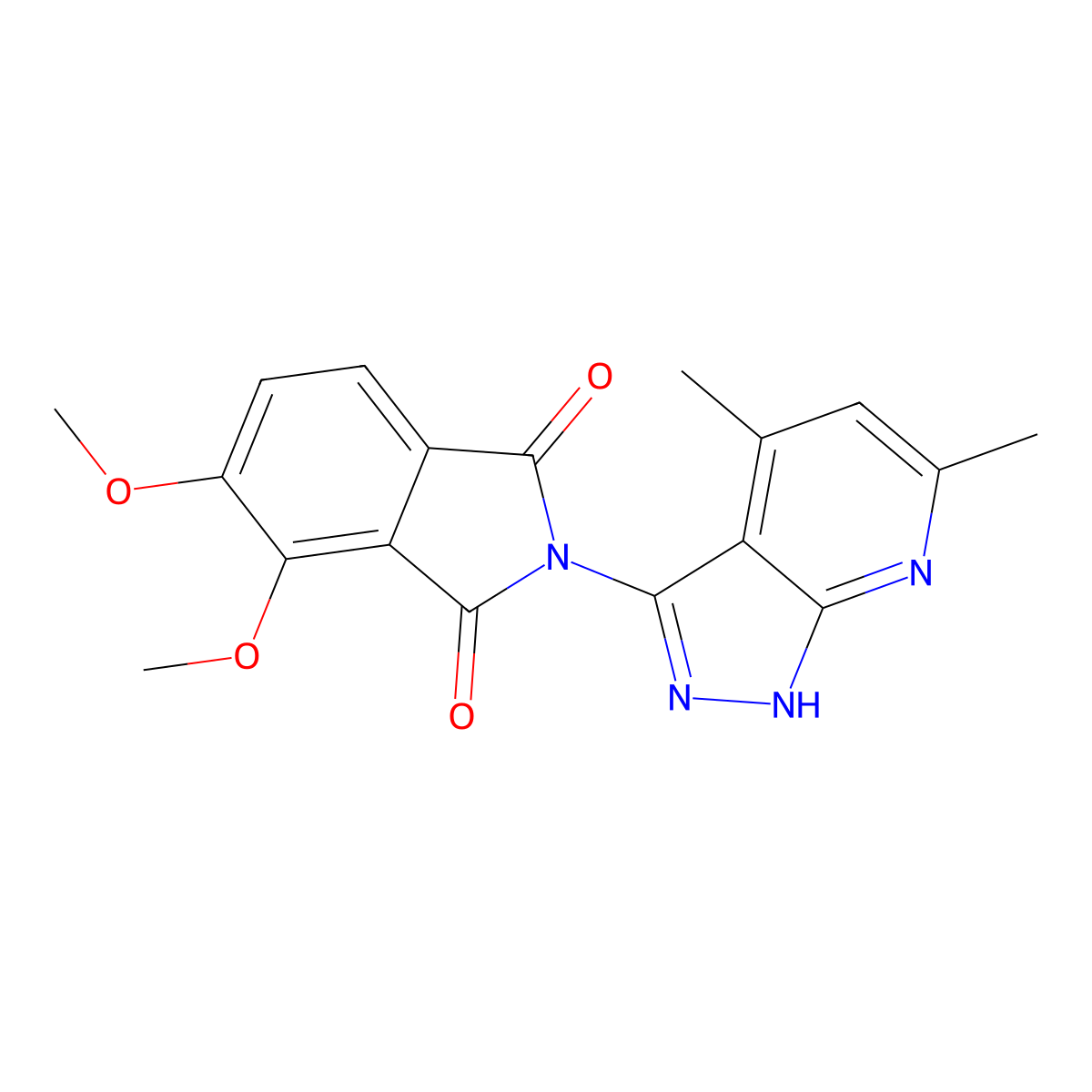 2-(4,6-dimethyl-1H-pyrazolo[3,4-b]pyridin-3-yl)-4,5-dimethoxyisoindoline-1,3-dione molecular structure, CAS 832746-58-4