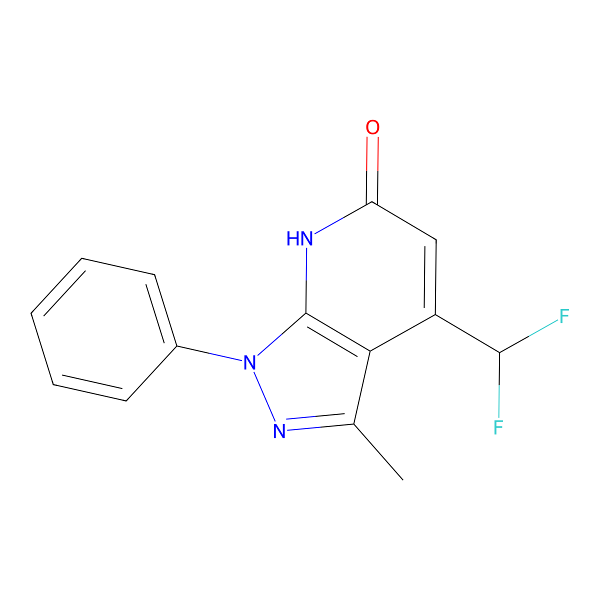 4-(Difluoromethyl)-3-methyl-1-phenyl-1H-pyrazolo[3,4-b]pyridin-6(7H)-one molecular structure, CAS 832746-77-7