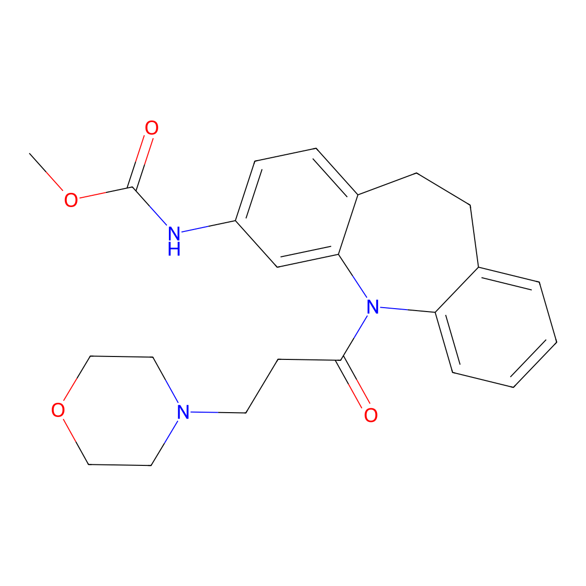 methyl N-[11-(3-morpholin-4-ylpropanoyl)-5,6-dihydrobenzo[b][1]benzazepin-2-yl]carbamate molecular structure, CAS 83275-52-9