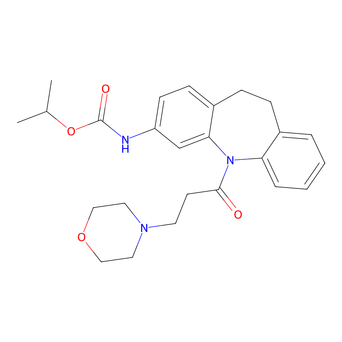 propan-2-yl N-[11-(3-morpholin-4-ylpropanoyl)-5,6-dihydrobenzo[b][1]benzazepin-2-yl]carbamate molecular structure, CAS 83275-59-6
