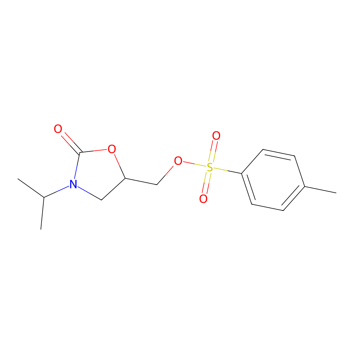 Toluene-4-sulfonic acid 3-isopropyl-2-oxo-oxazolidin-5-ylmethyl ester molecular structure, CAS 83277-31-0