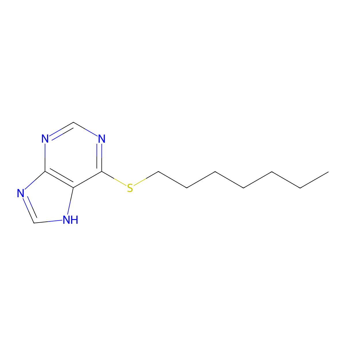6-(Heptylthio)-1H-purine molecular structure, CAS 83277-80-9