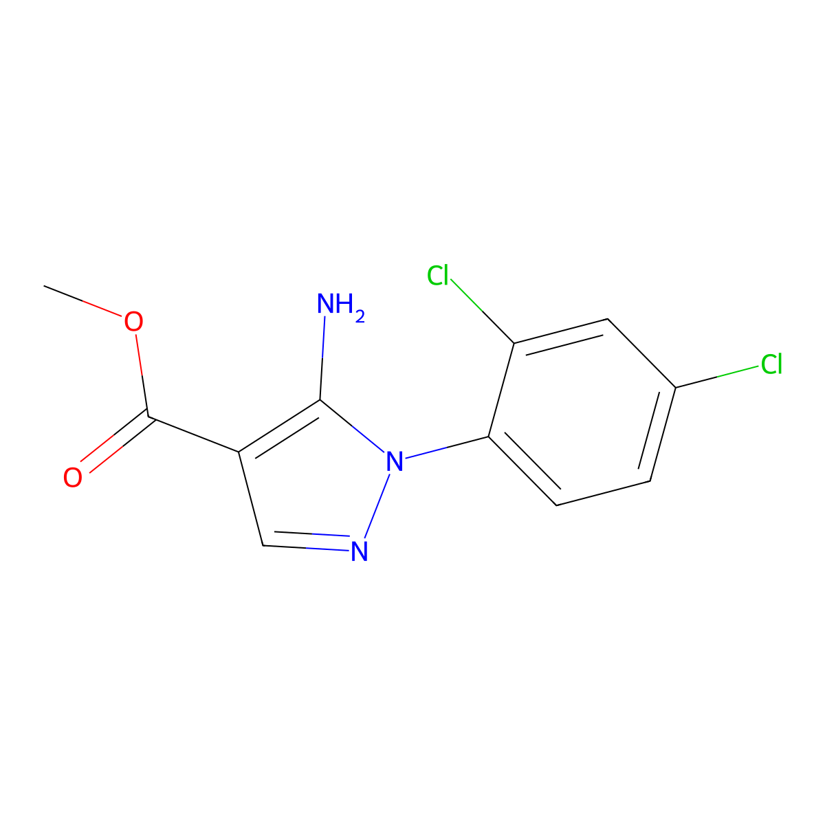 Methyl 5-amino-1-(2,4-dichlorophenyl)-1H-pyrazole-4-carboxylate molecular structure, CAS 83279-65-6