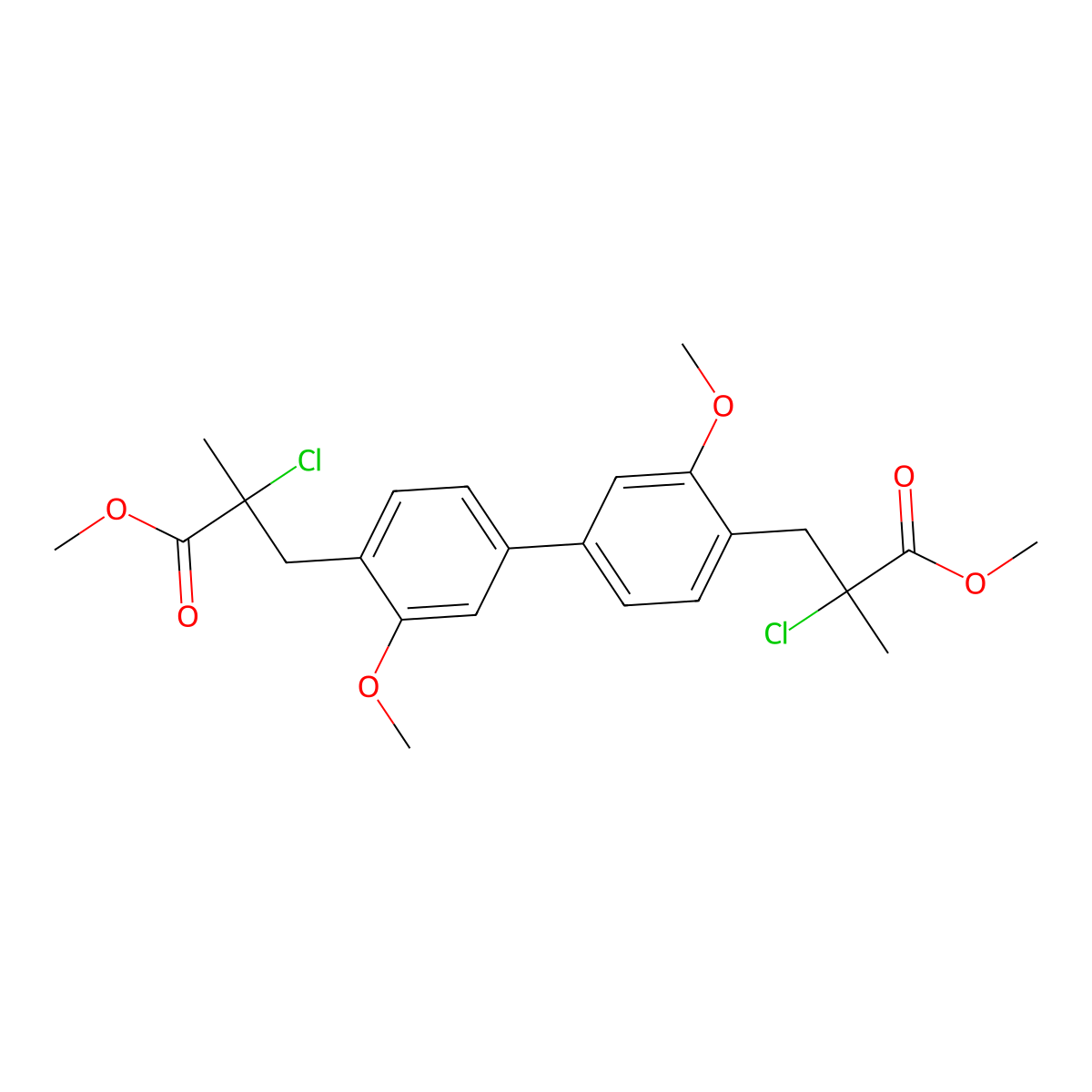 Methyl 2-chloro-3-[4-[4-(2-chloro-3-methoxy-2-methyl-3-oxopropyl)-3-methoxyphenyl]-2-methoxyphenyl]-2-methylpropanoate molecular structure, CAS 83281-06-5