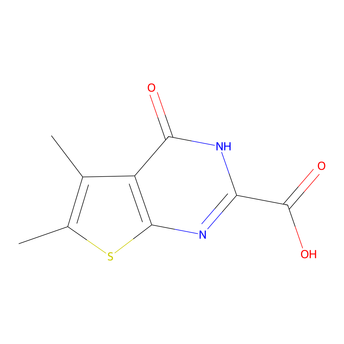 5,6-Dimethyl-4-oxo-3-hydrothiopheno[2,3-d]pyrimidine-2-carboxylic acid molecular structure, CAS 83285-36-3
