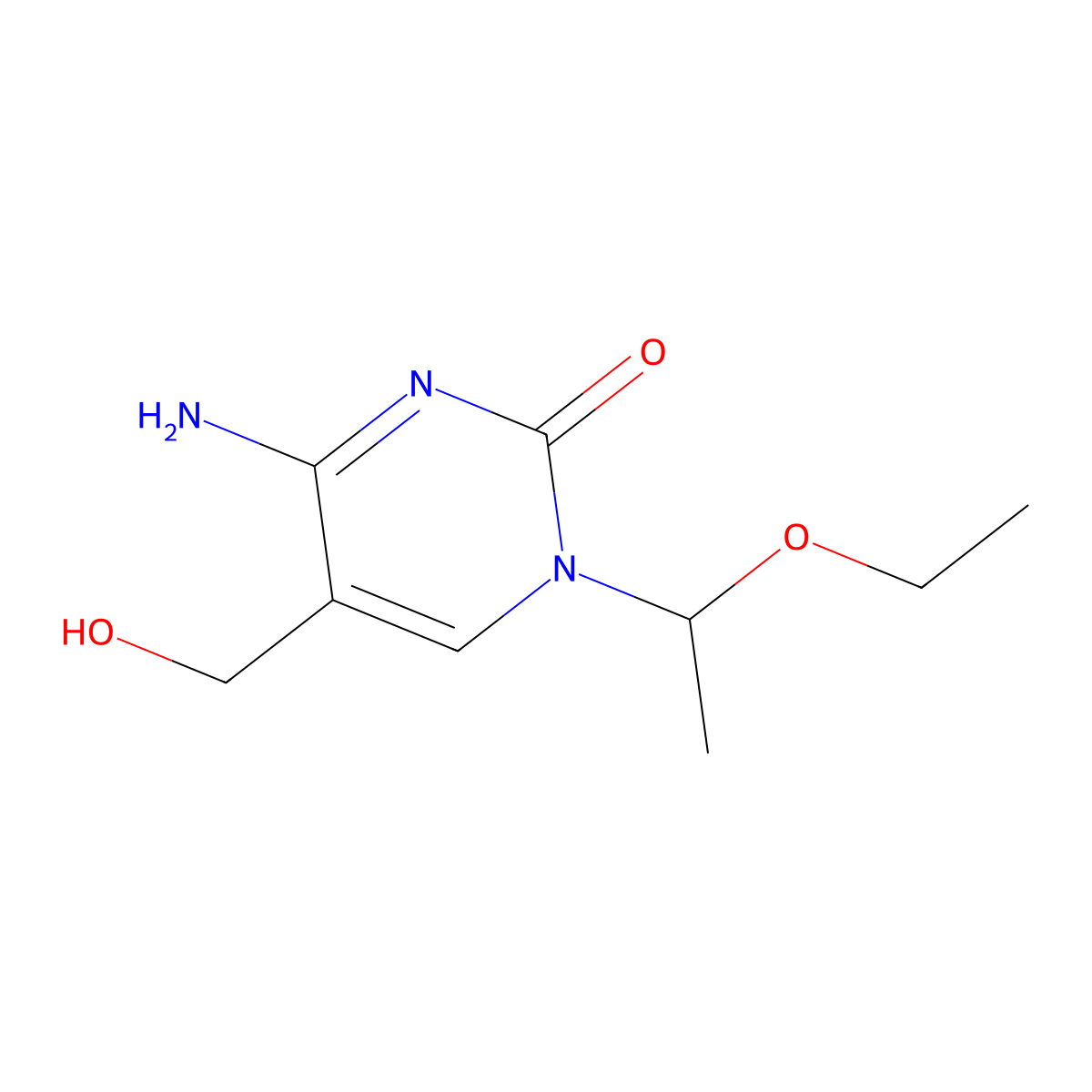 4-amino-1-(1-ethoxyethyl)-5-(hydroxymethyl)pyrimidin-2(1H)-one molecular structure, CAS 83297-30-7