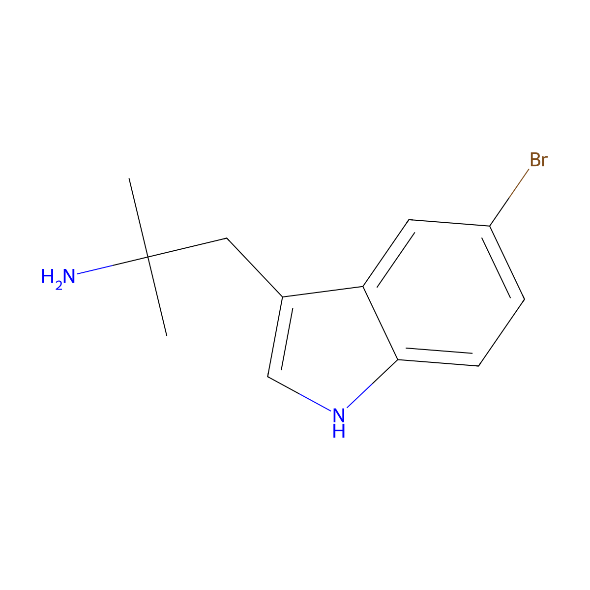 Indole, 3-(2-amino-2-methylpropyl)-5-bromo- molecular structure, CAS 833-04-5