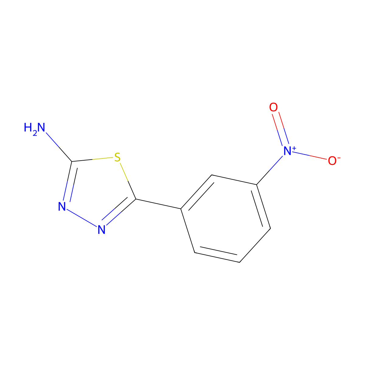 5-(3-Nitrophenyl)-1,3,4-thiadiazol-2-amine molecular structure, CAS 833-47-6