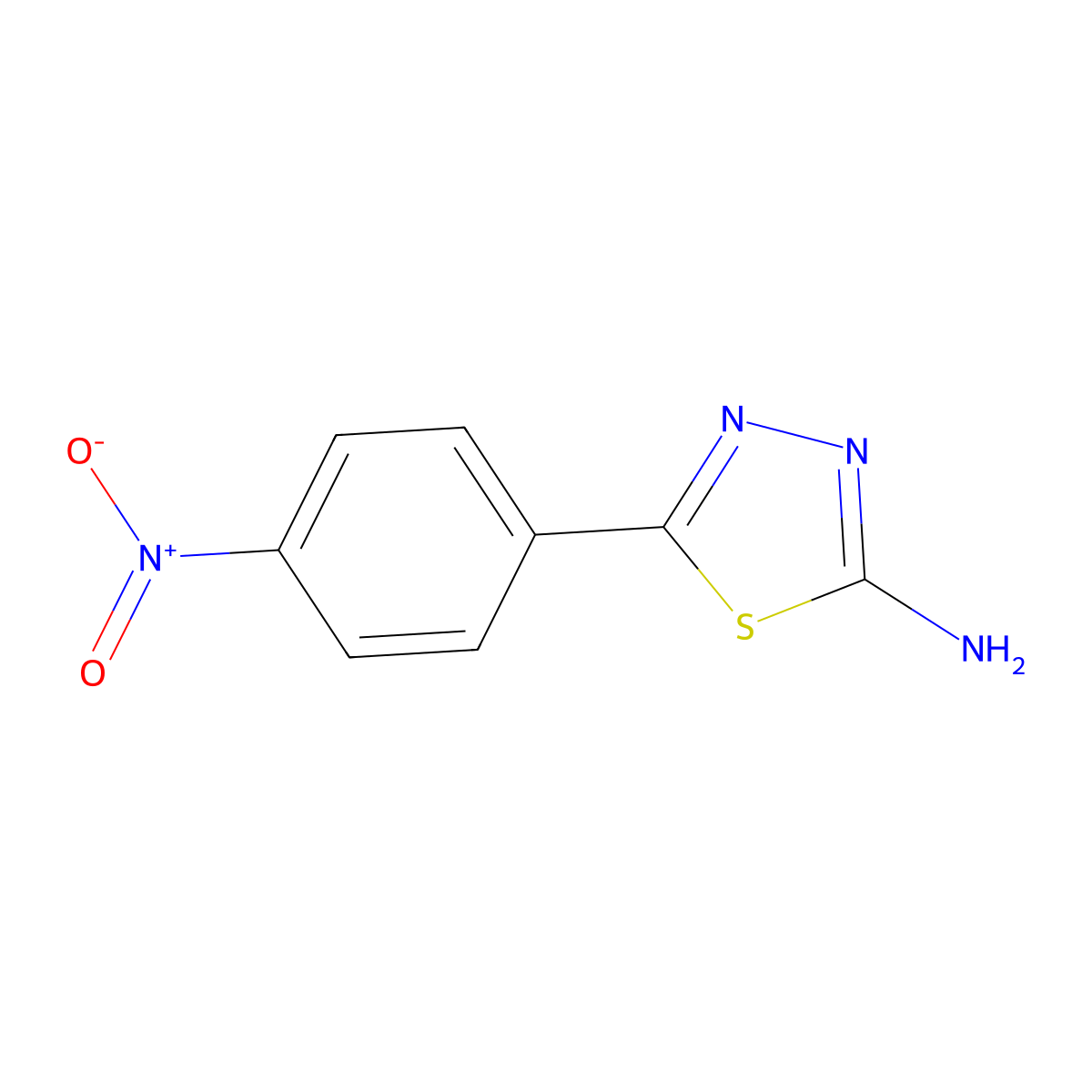 1,3,4-Thiadiazole, 2-amino-5-(p-nitrophenyl)- molecular structure, CAS 833-63-6