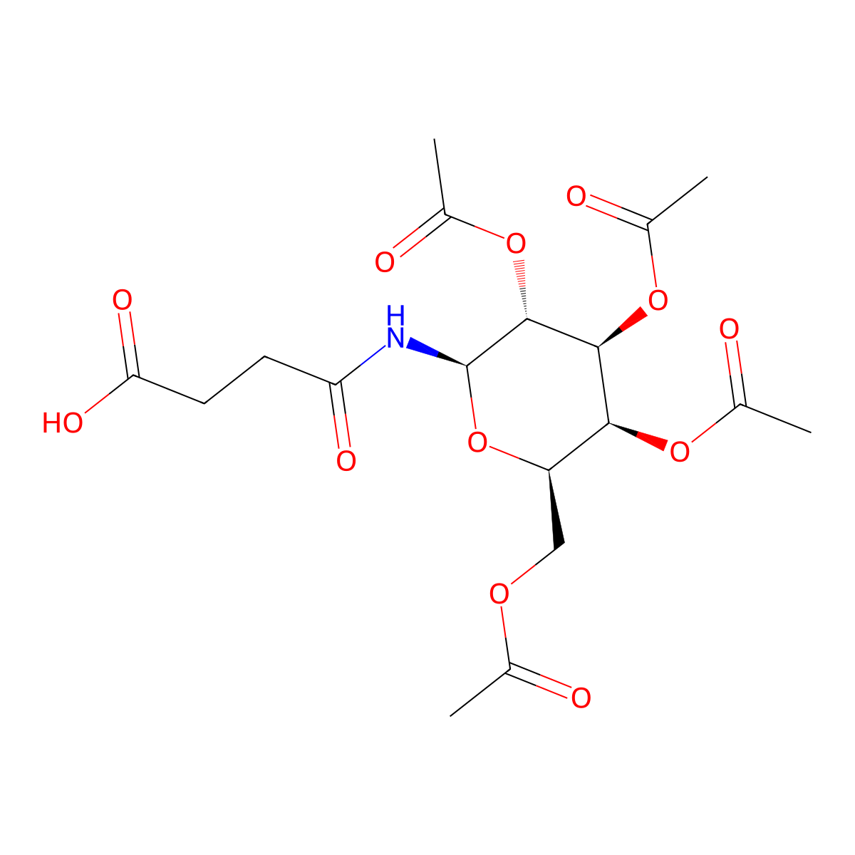 4-Oxo-4-(((2R,3R,4S,5S,6R)-3,4,5-triacetoxy-6-(acetoxymethyl)tetrahydro-2H-pyran-2-yl)amino)butanoic acid molecular structure, CAS 83306-52-9