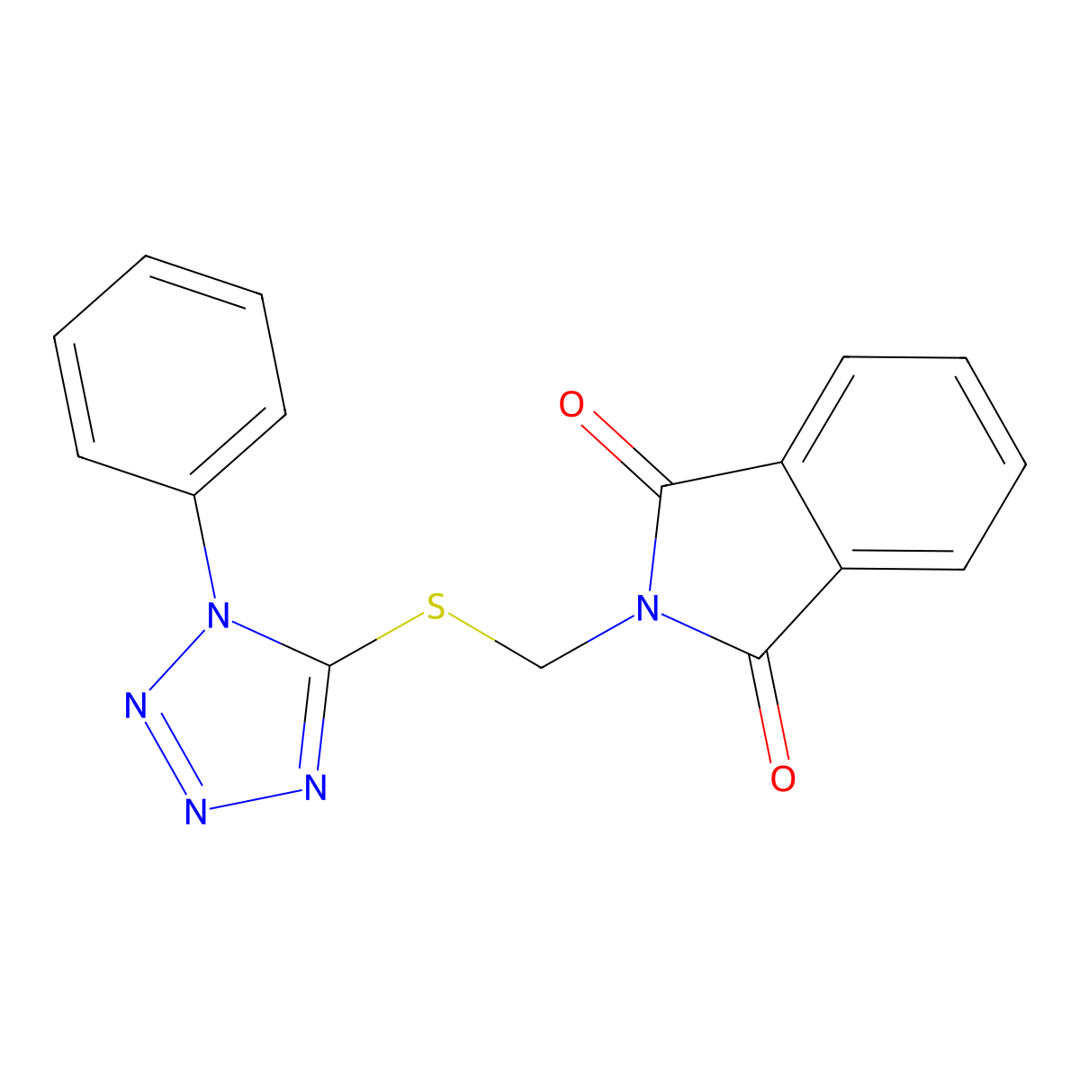 1H-Isoindole-1,3(2H)-dione, 2-[[(1-phenyl-1H-tetrazol-5-yl)thio]methyl]- molecular structure, CAS 83307-97-5