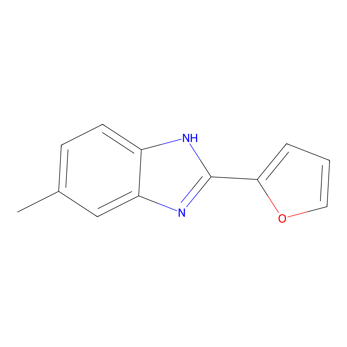 2-(furan-2-yl)-5-methyl-1H-benzimidazole molecular structure, CAS 83330-28-3