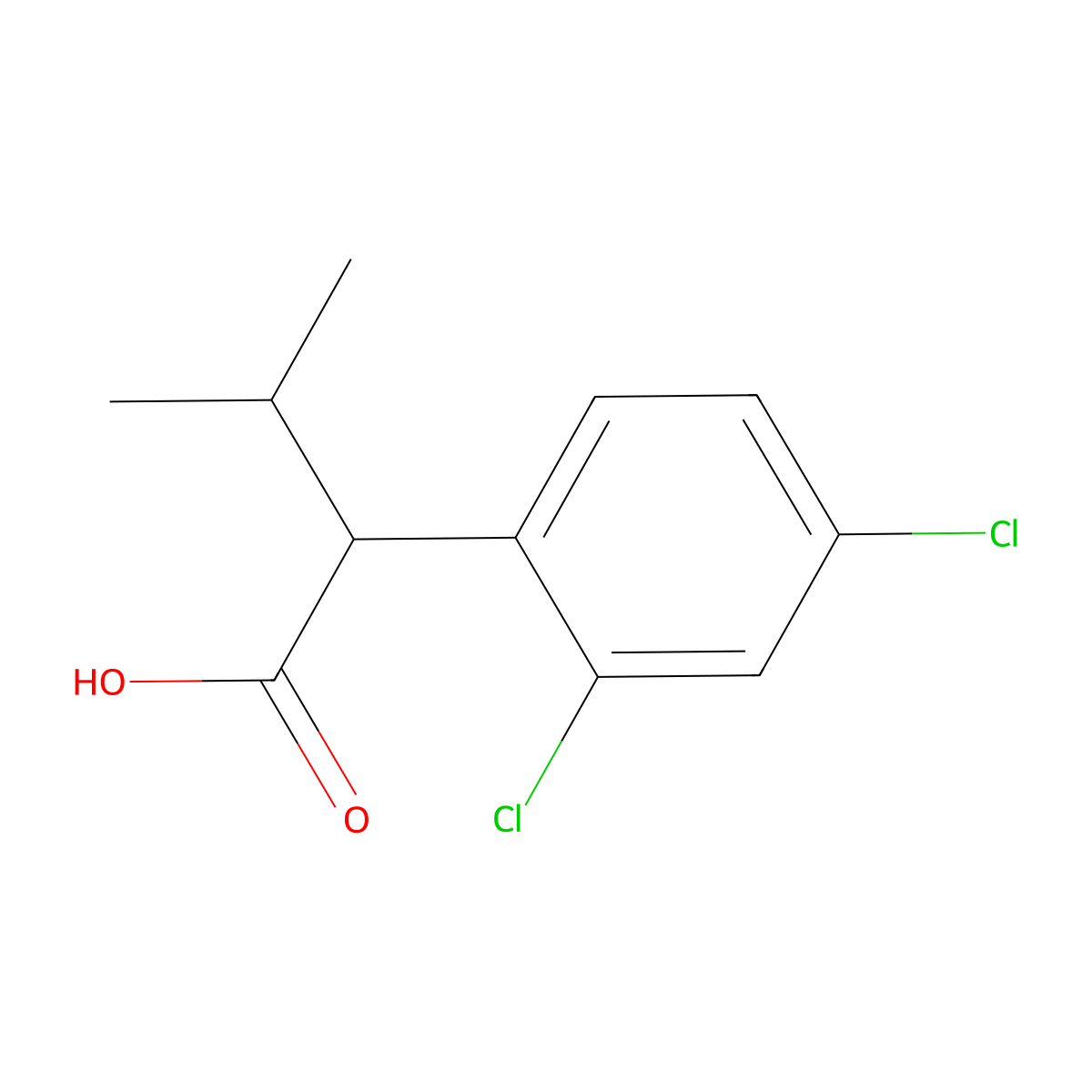 2-(2,4-Dichlorophenyl)-3-methylbutanoic acid molecular structure, CAS 83340-81-2