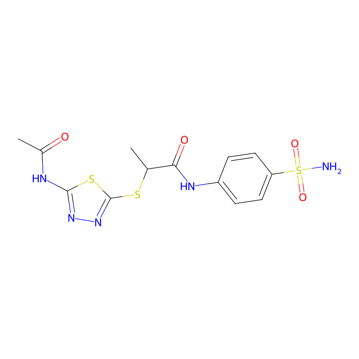 2-[(5-acetamido-1,3,4-thiadiazol-2-yl)sulfanyl]-N-(4-sulfamoylphenyl)propanamide molecular structure, CAS 833428-02-7