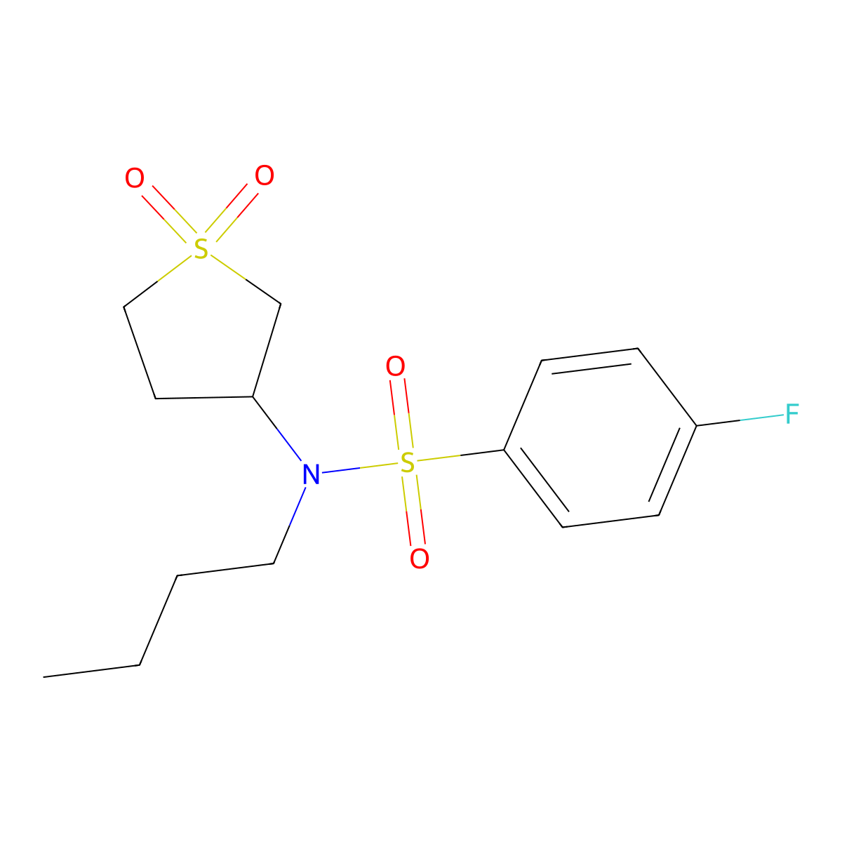N-butyl-N-(1,1-dioxothiolan-3-yl)-4-fluorobenzenesulfonamide molecular structure, CAS 833428-06-1