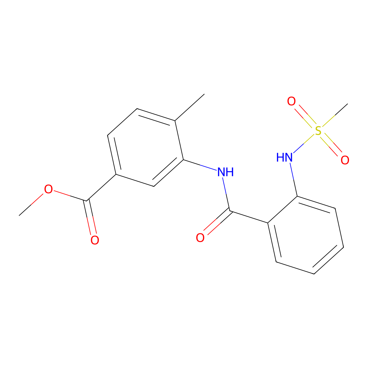 Methyl 4-methyl-3-(2-(methylsulfonamido)benzamido)benzoate molecular structure, CAS 833428-08-3