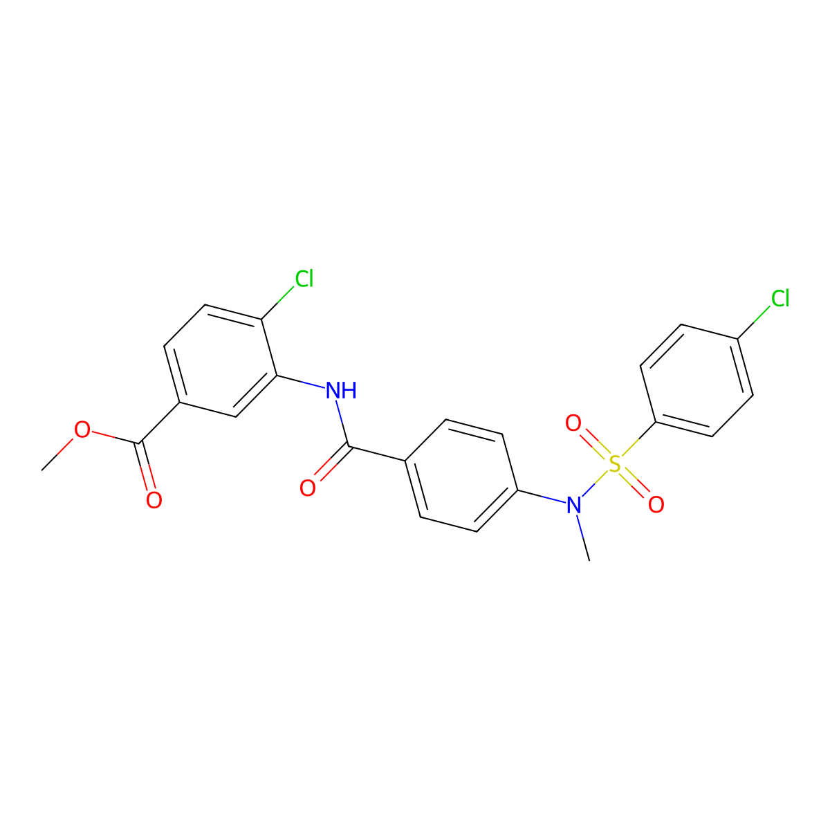 Methyl 4-chloro-3-{[(4-{[(4-chlorophenyl)sulfonyl](methyl)amino}phenyl)carbonyl]amino}benzoate molecular structure, CAS 833428-20-9