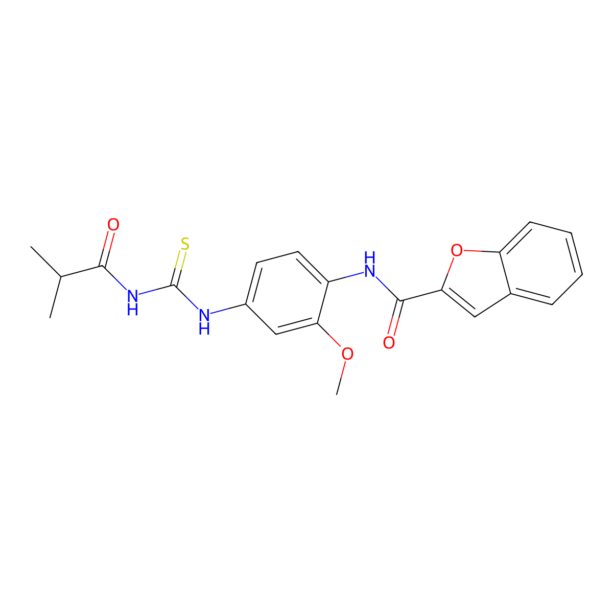 N-(4-{[(isobutyrylamino)carbothioyl]amino}-2-methoxyphenyl)-1-benzofuran-2-carboxamide molecular structure, CAS 833428-28-7