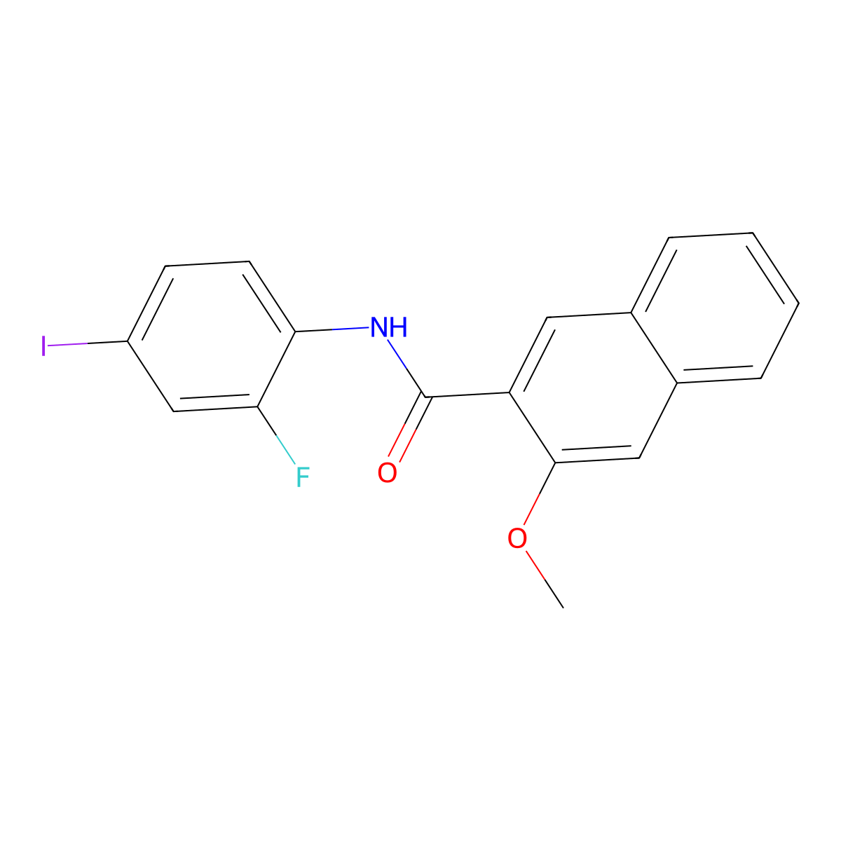 N-(2-fluoro-4-iodophenyl)-3-methoxynaphthalene-2-carboxamide molecular structure, CAS 833428-29-8