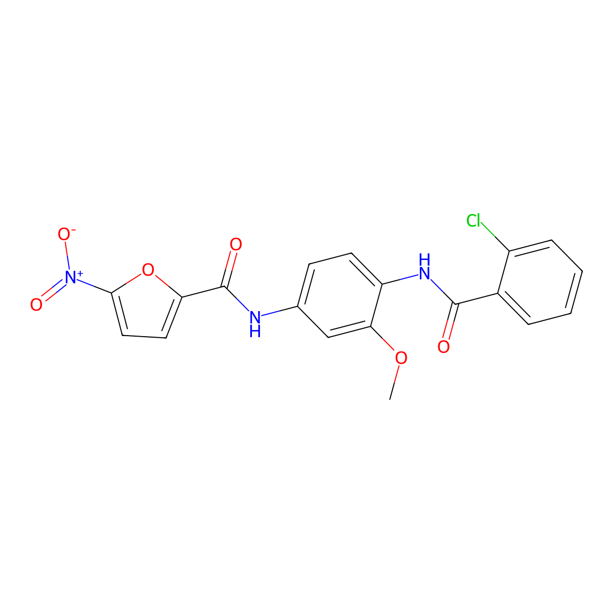 N-[4-[(2-chlorobenzoyl)amino]-3-methoxyphenyl]-5-nitrofuran-2-carboxamide molecular structure, CAS 833428-33-4
