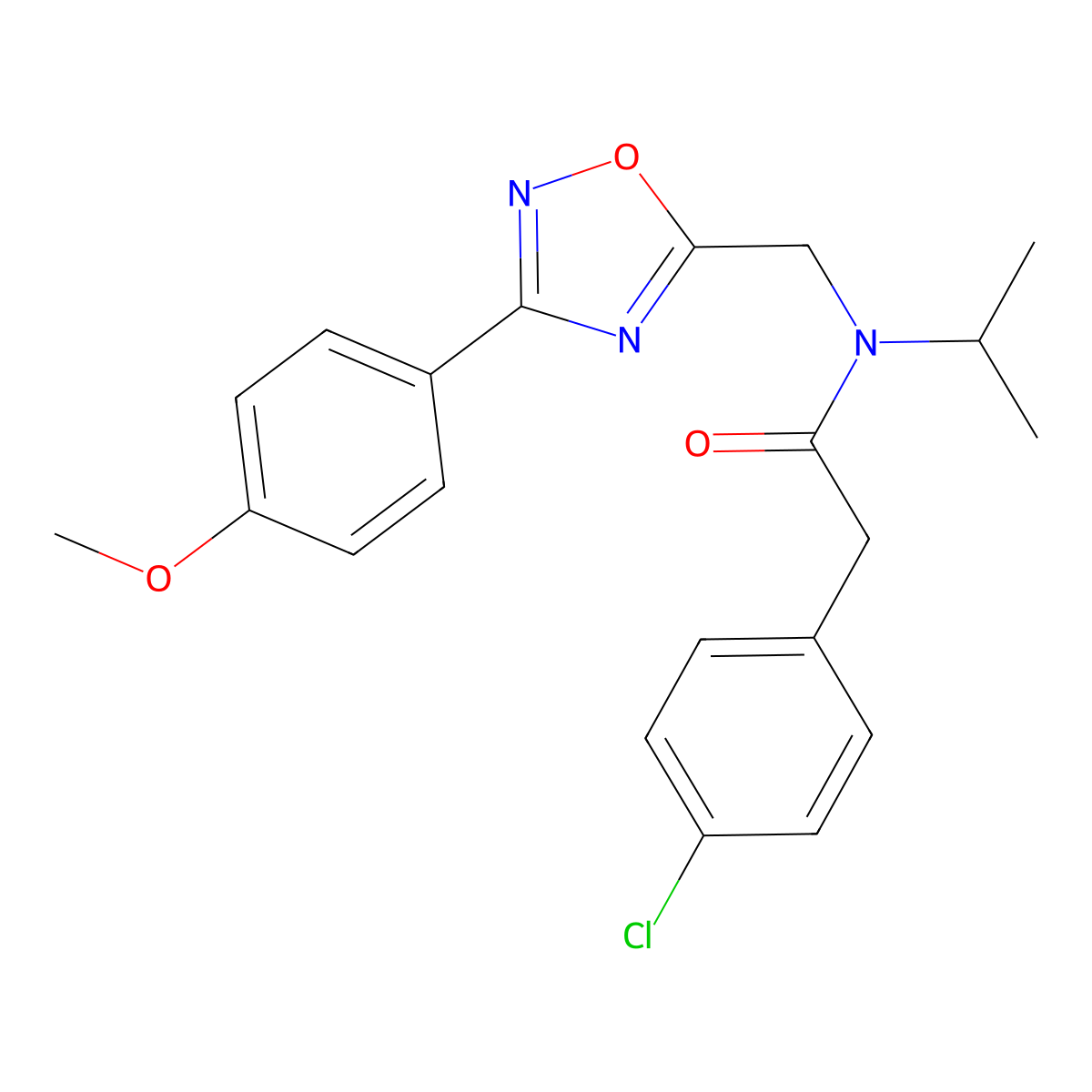 2-(4-chlorophenyl)-N-[[3-(4-methoxyphenyl)-1,2,4-oxadiazol-5-yl]methyl]-N-propan-2-ylacetamide molecular structure, CAS 833428-43-6