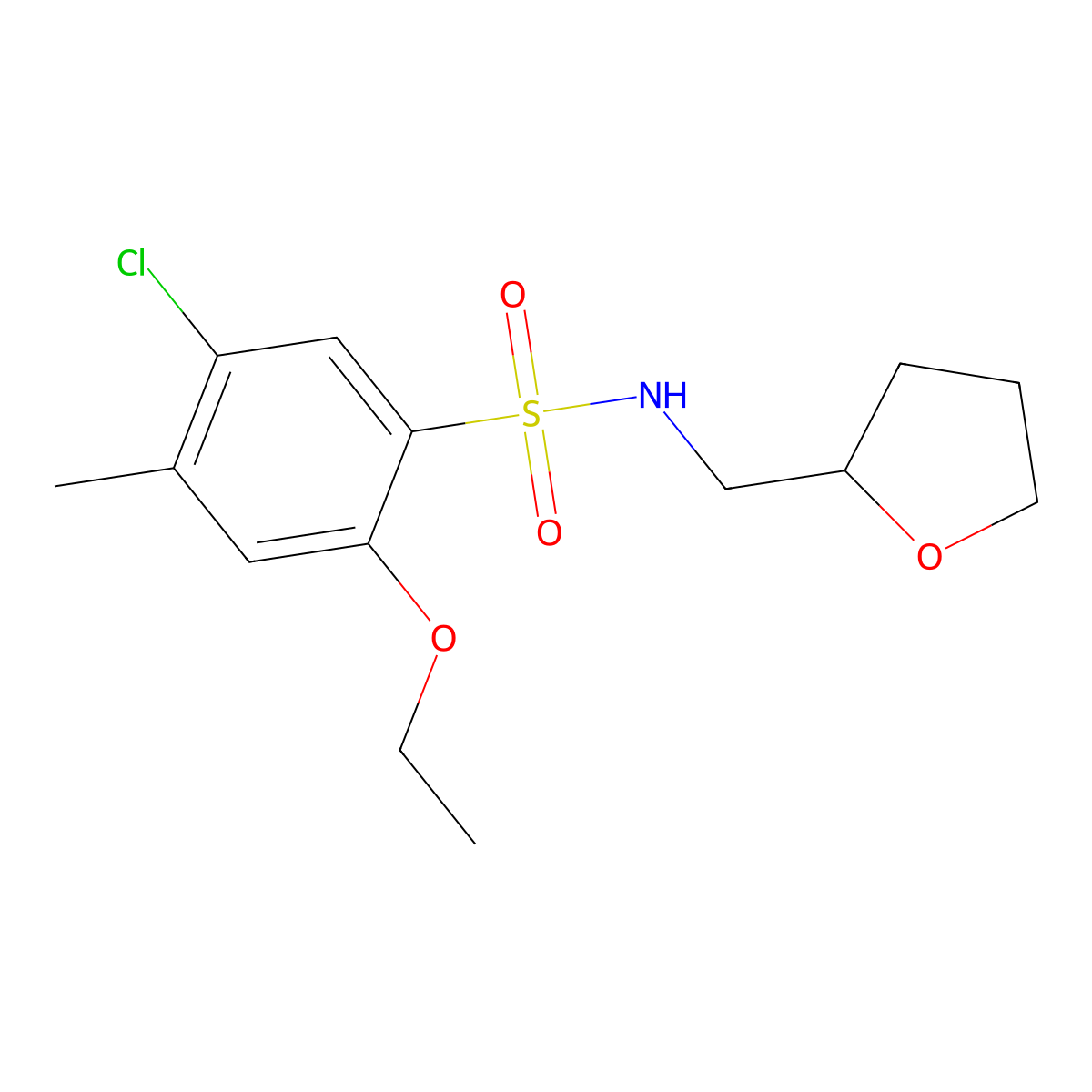 5-chloro-2-ethoxy-4-methyl-N-(tetrahydro-2-furanylmethyl)benzenesulfonamide molecular structure, CAS 833428-49-2