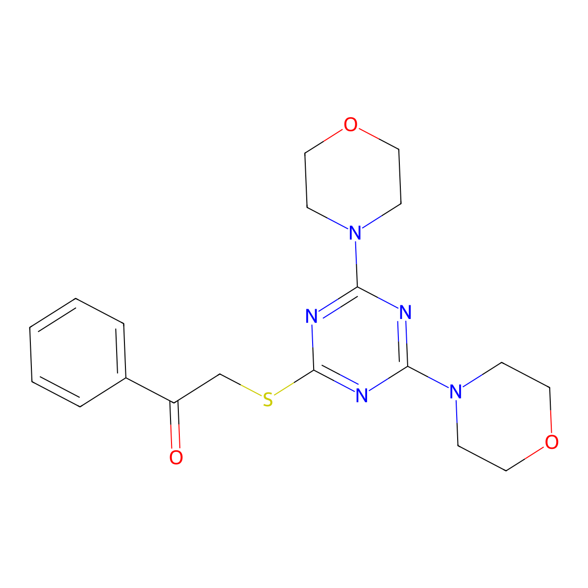 2-[(4,6-Dimorpholin-4-yl-1,3,5-triazin-2-yl)sulfanyl]-1-phenylethanone molecular structure, CAS 833428-69-6