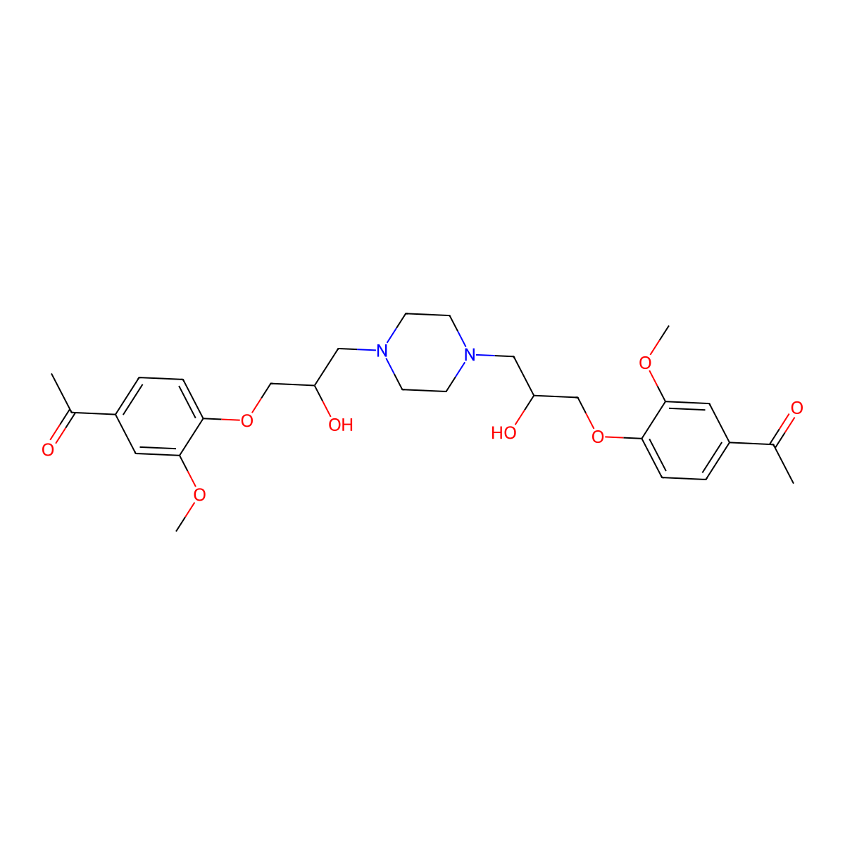 1-[4-(3-{4-[3-(4-Acetyl-2-methoxyphenoxy)-2-hydroxypropyl]piperazin-1-yl}-2-hydroxypropoxy)-3-methoxyphenyl]ethan-1-one molecular structure, CAS 833428-85-6