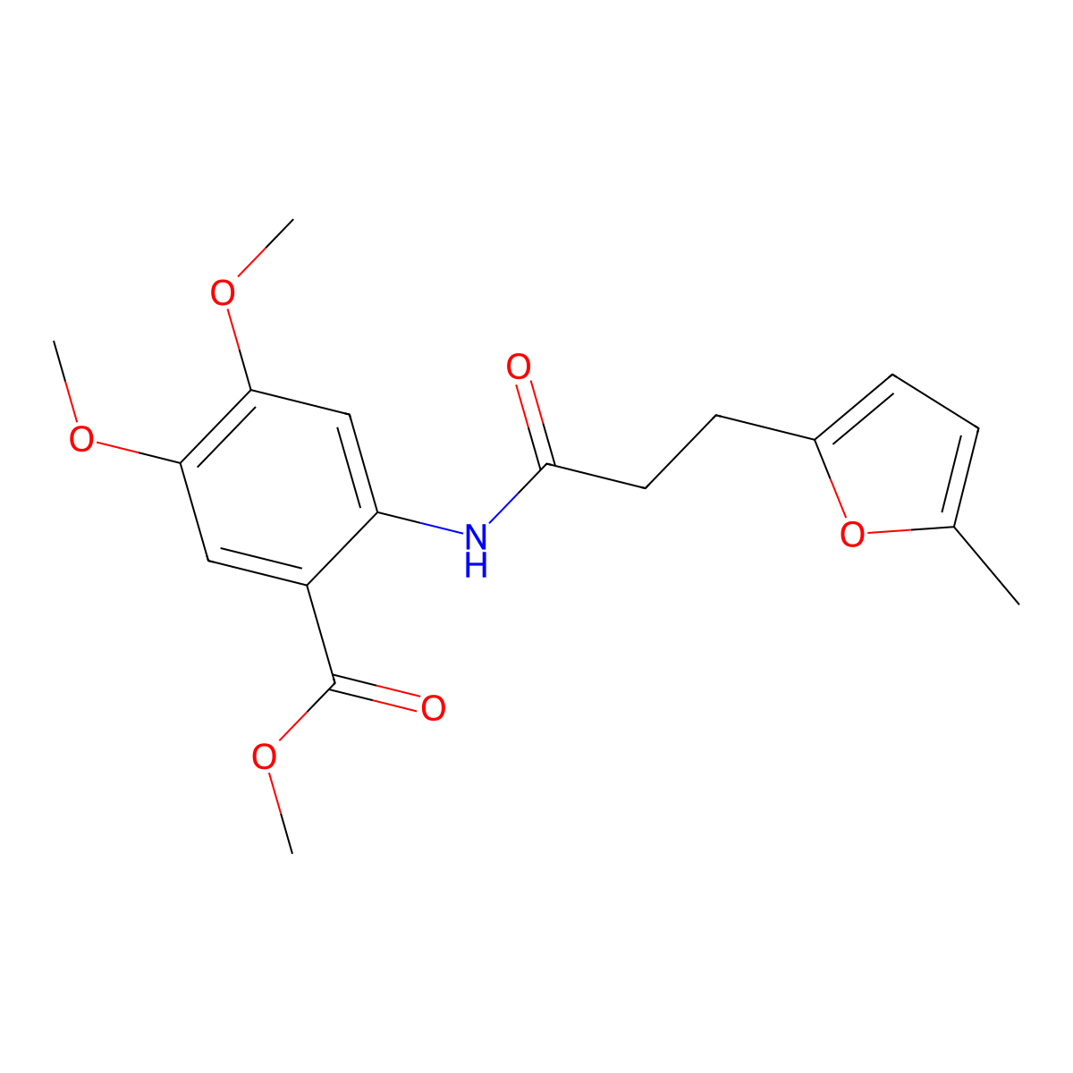 Methyl 4,5-dimethoxy-2-[3-(5-methylfuran-2-YL)propanamido]benzoate molecular structure, CAS 833428-94-7