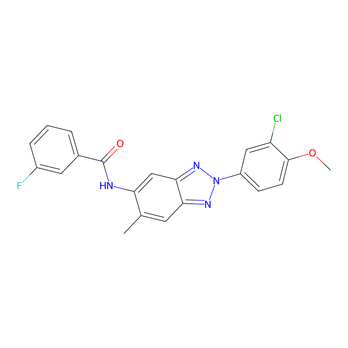 N-[2-(3-chloro-4-methoxyphenyl)-6-methylbenzotriazol-5-yl]-3-fluorobenzamide molecular structure, CAS 833428-98-1