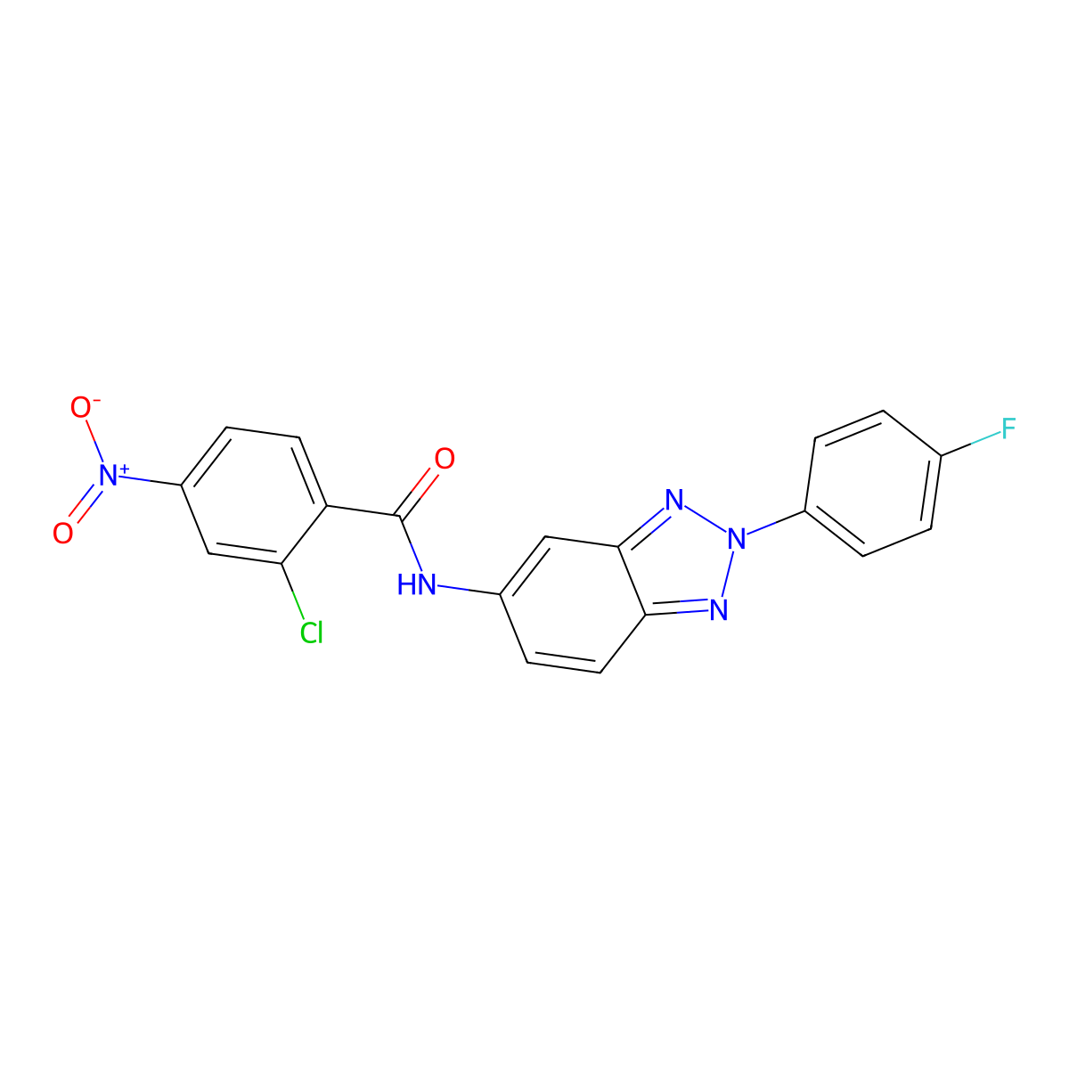 2-chloro-N-[2-(4-fluorophenyl)benzotriazol-5-yl]-4-nitrobenzamide molecular structure, CAS 833429-01-9