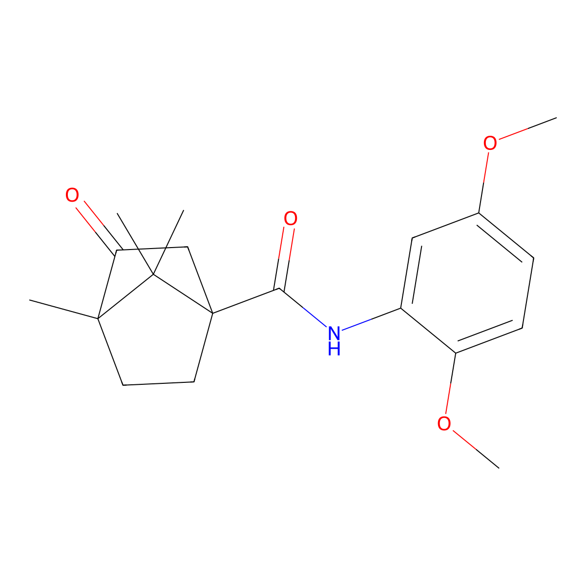 N-(2,5-dimethoxyphenyl)-4,7,7-trimethyl-3-oxobicyclo[2.2.1]heptane-1-carboxamide molecular structure, CAS 833429-09-7