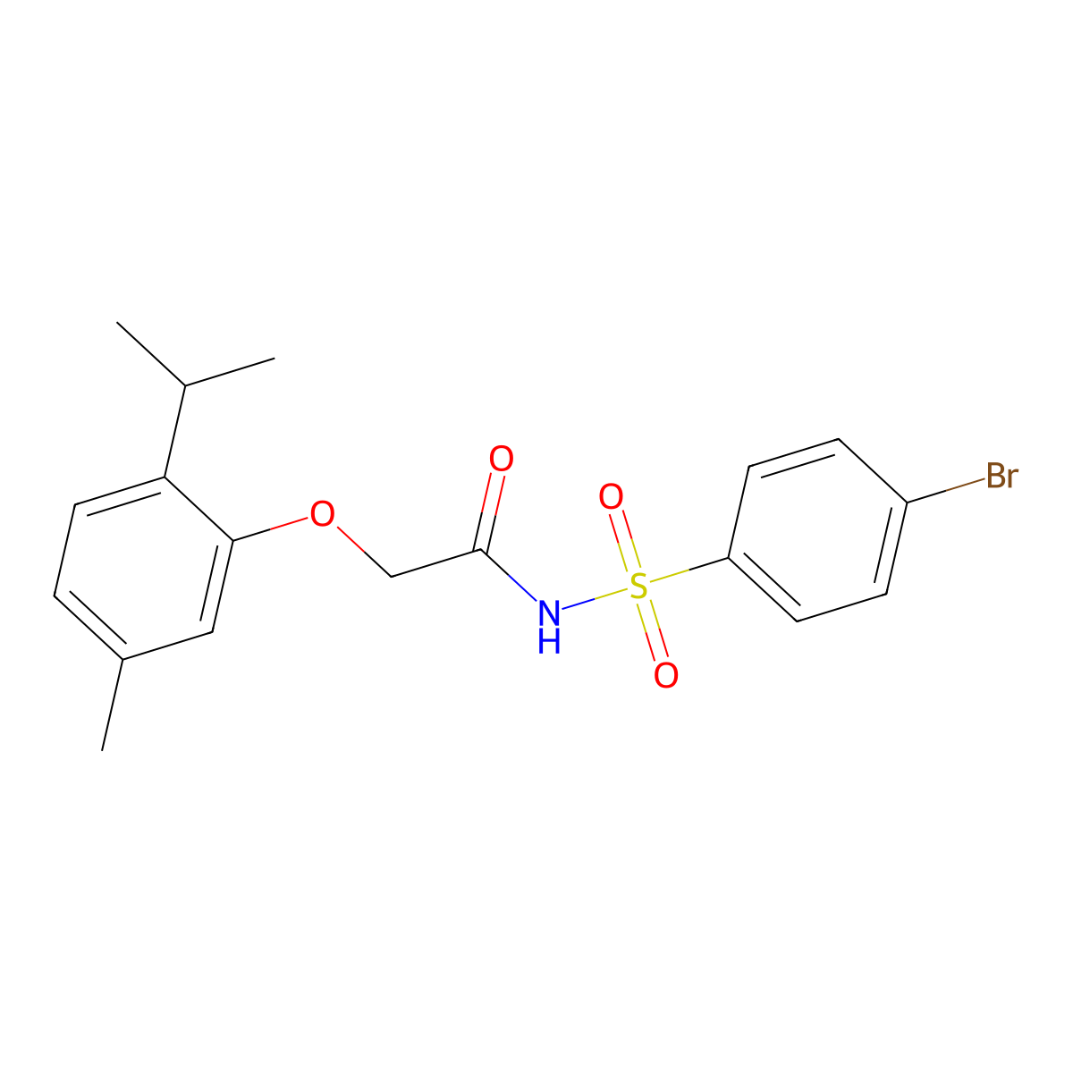 N-((4-bromophenyl)sulfonyl)-2-(2-isopropyl-5-methylphenoxy)acetamide molecular structure, CAS 833429-30-4
