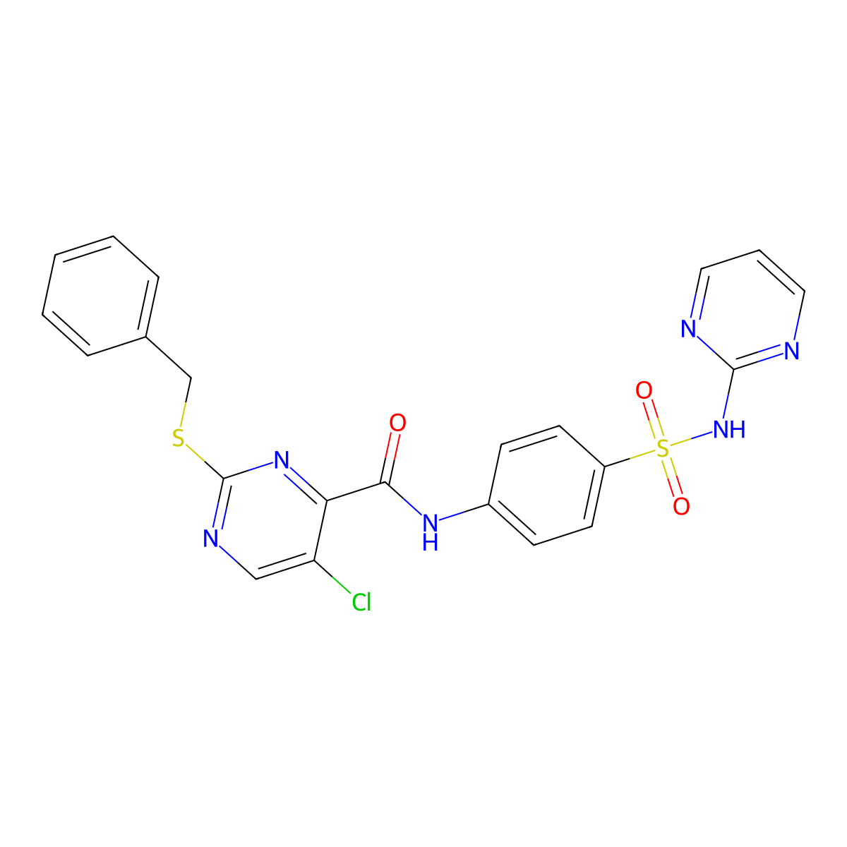 2-benzylsulfanyl-5-chloro-N-[4-(pyrimidin-2-ylsulfamoyl)phenyl]pyrimidine-4-carboxamide molecular structure, CAS 833429-35-9