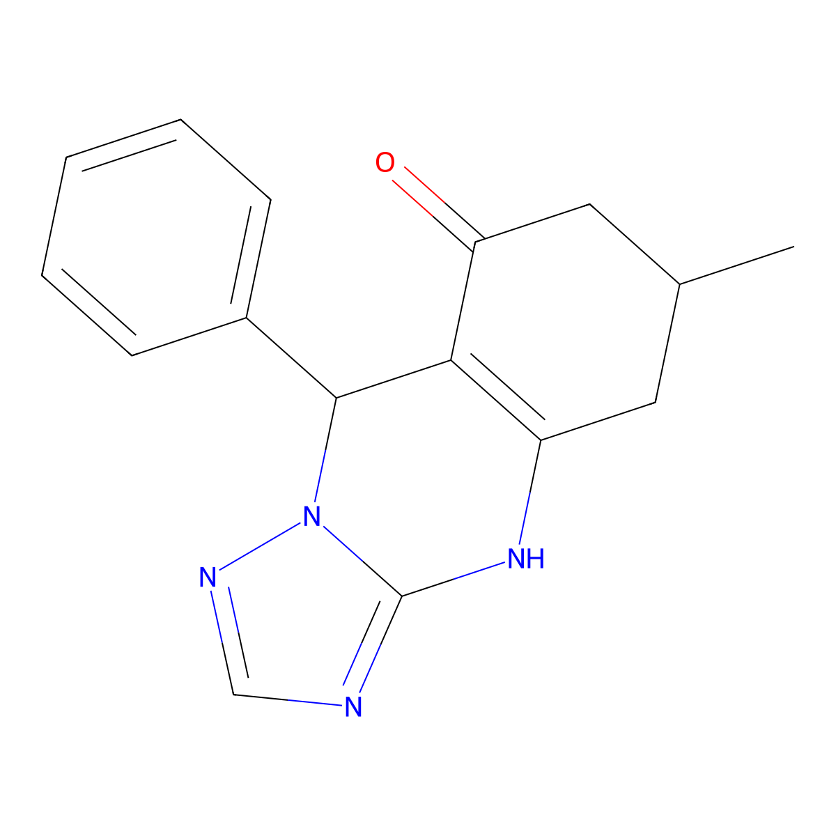 6-methyl-9-phenyl-5,6,7,9-tetrahydro[1,2,4]triazolo[5,1-b]quinazolin-8(4H)-one molecular structure, CAS 833429-53-1