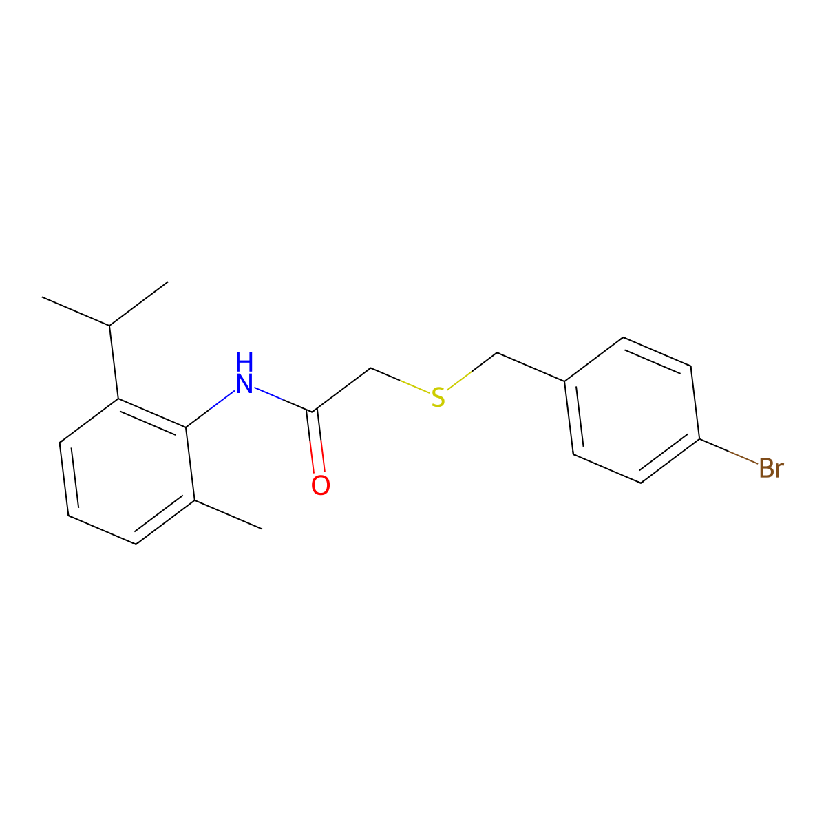 2-[(4-bromophenyl)methylsulfanyl]-N-(2-methyl-6-propan-2-ylphenyl)acetamide molecular structure, CAS 833429-56-4
