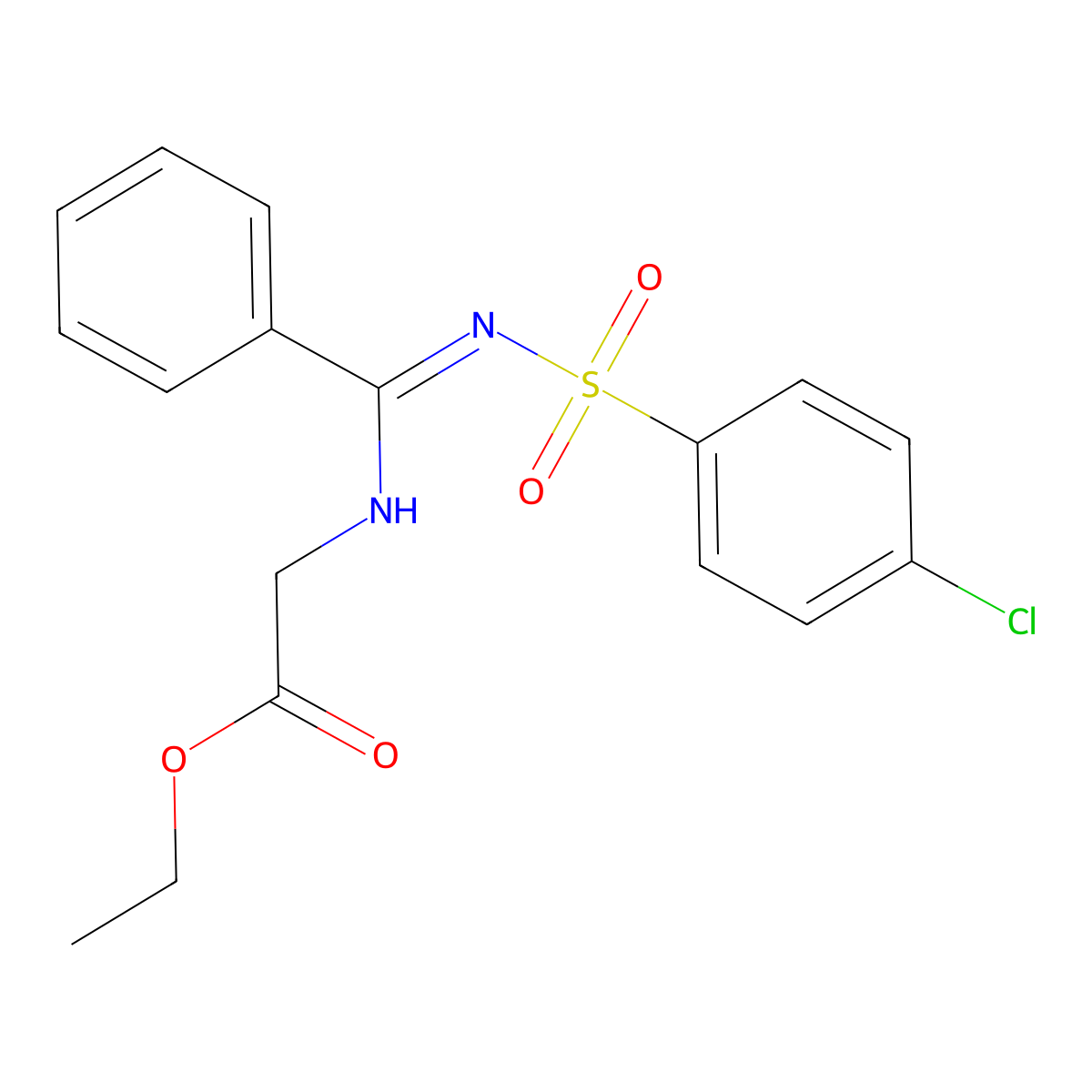 Ethyl 2-[[[(4-chlorophenyl)sulfonylamino]-phenylmethylidene]amino]acetate molecular structure, CAS 833429-58-6