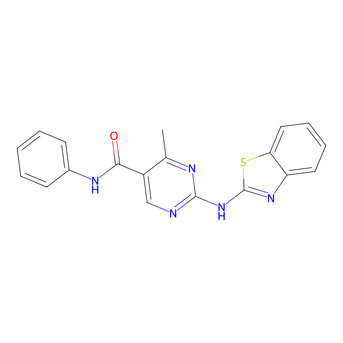 2-(1,3-benzothiazol-2-ylamino)-4-methyl-N-phenylpyrimidine-5-carboxamide molecular structure, CAS 833429-70-2