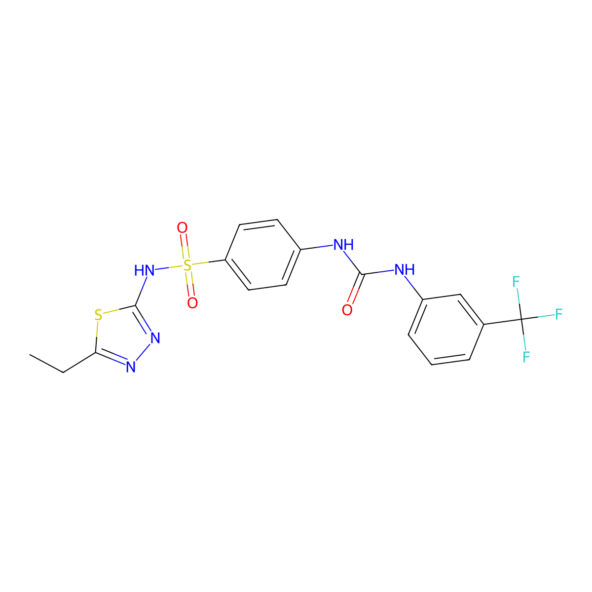 1-[4-[(5-Ethyl-1,3,4-thiadiazol-2-yl)sulfamoyl]phenyl]-3-[3-(trifluoromethyl)phenyl]urea molecular structure, CAS 833429-72-4
