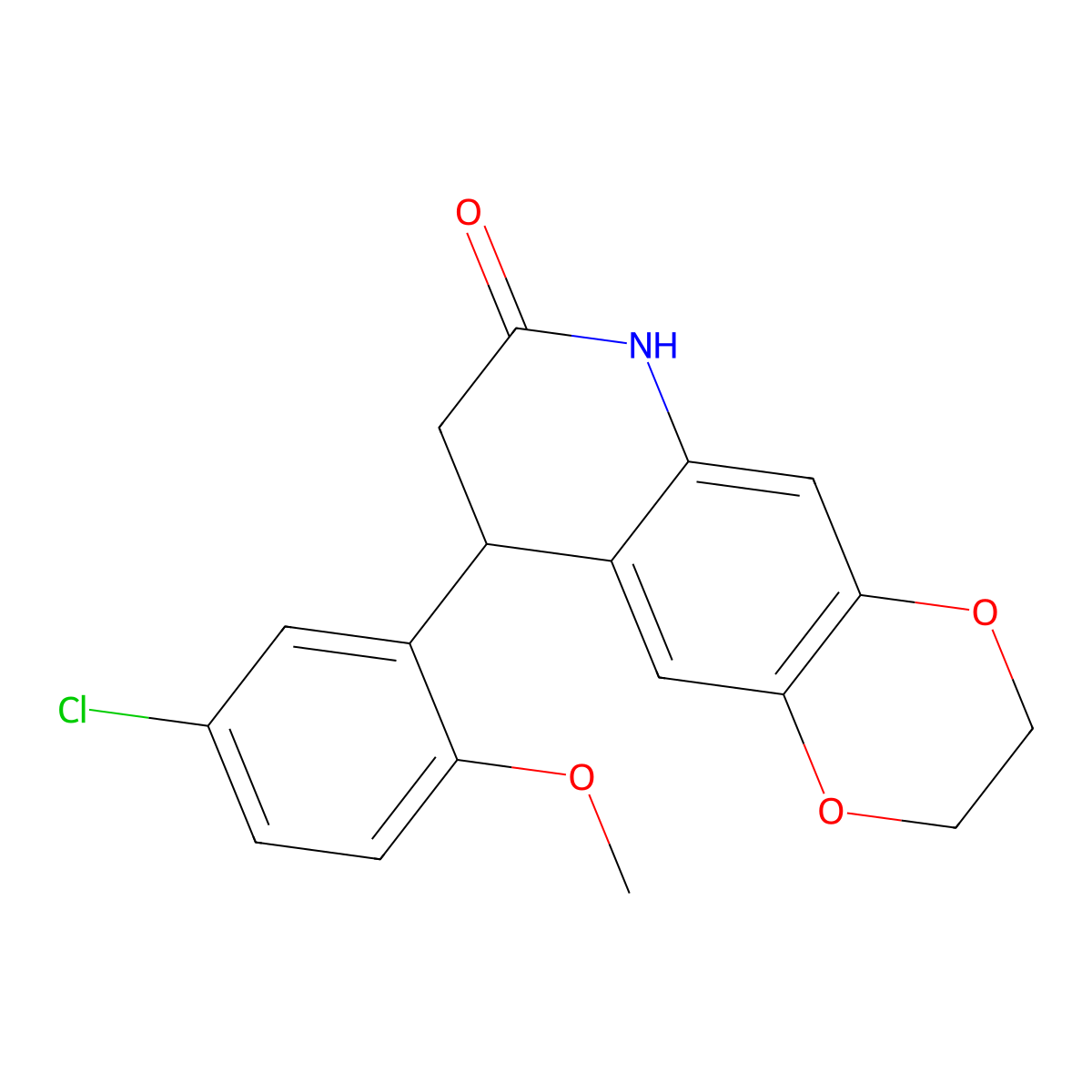9-(5-chloro-2-methoxyphenyl)-3,6,8,9-tetrahydro-2H-[1,4]dioxino[2,3-g]quinolin-7-one molecular structure, CAS 833429-74-6