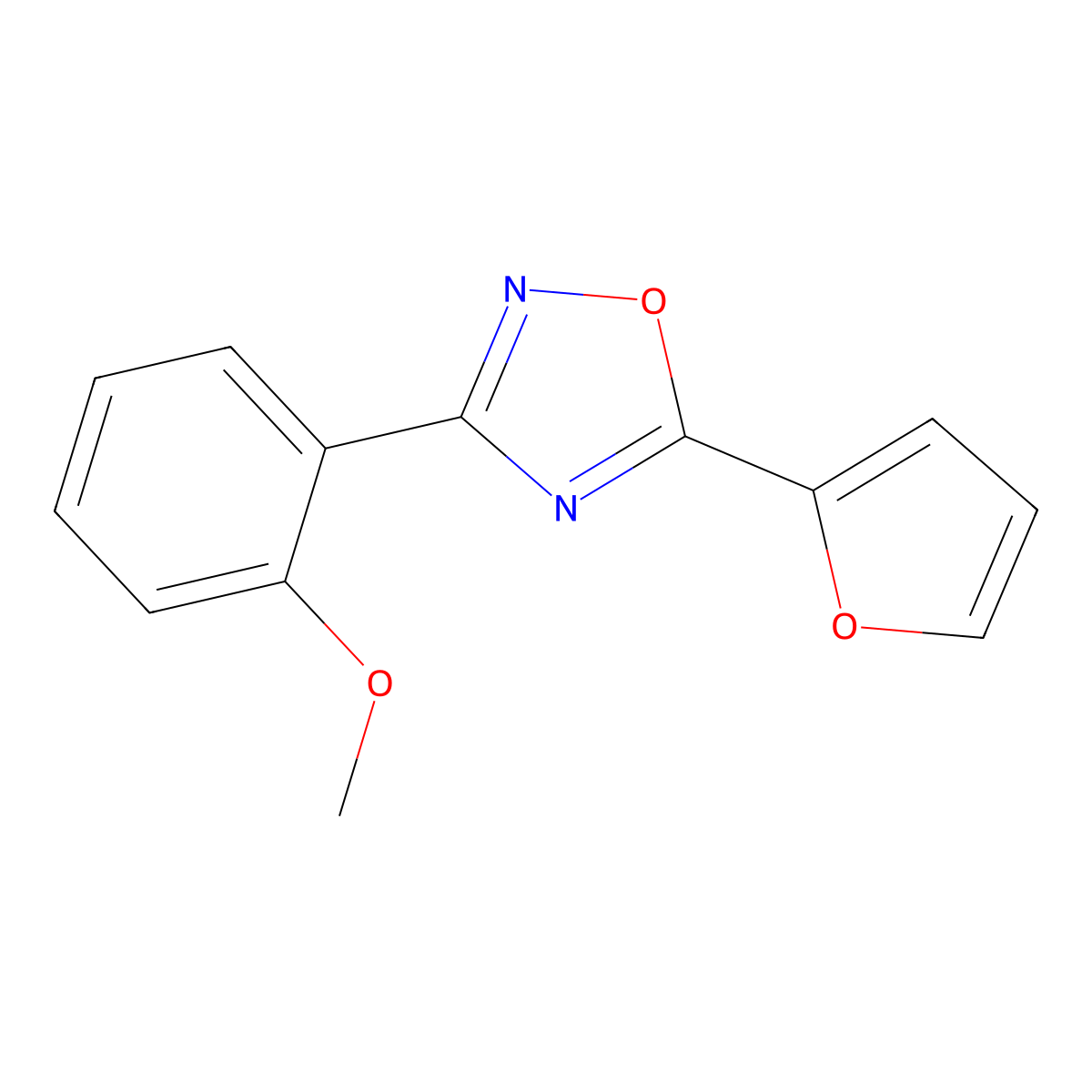 5-(Furan-2-yl)-3-(2-methoxyphenyl)-1,2,4-oxadiazole molecular structure, CAS 833429-76-8