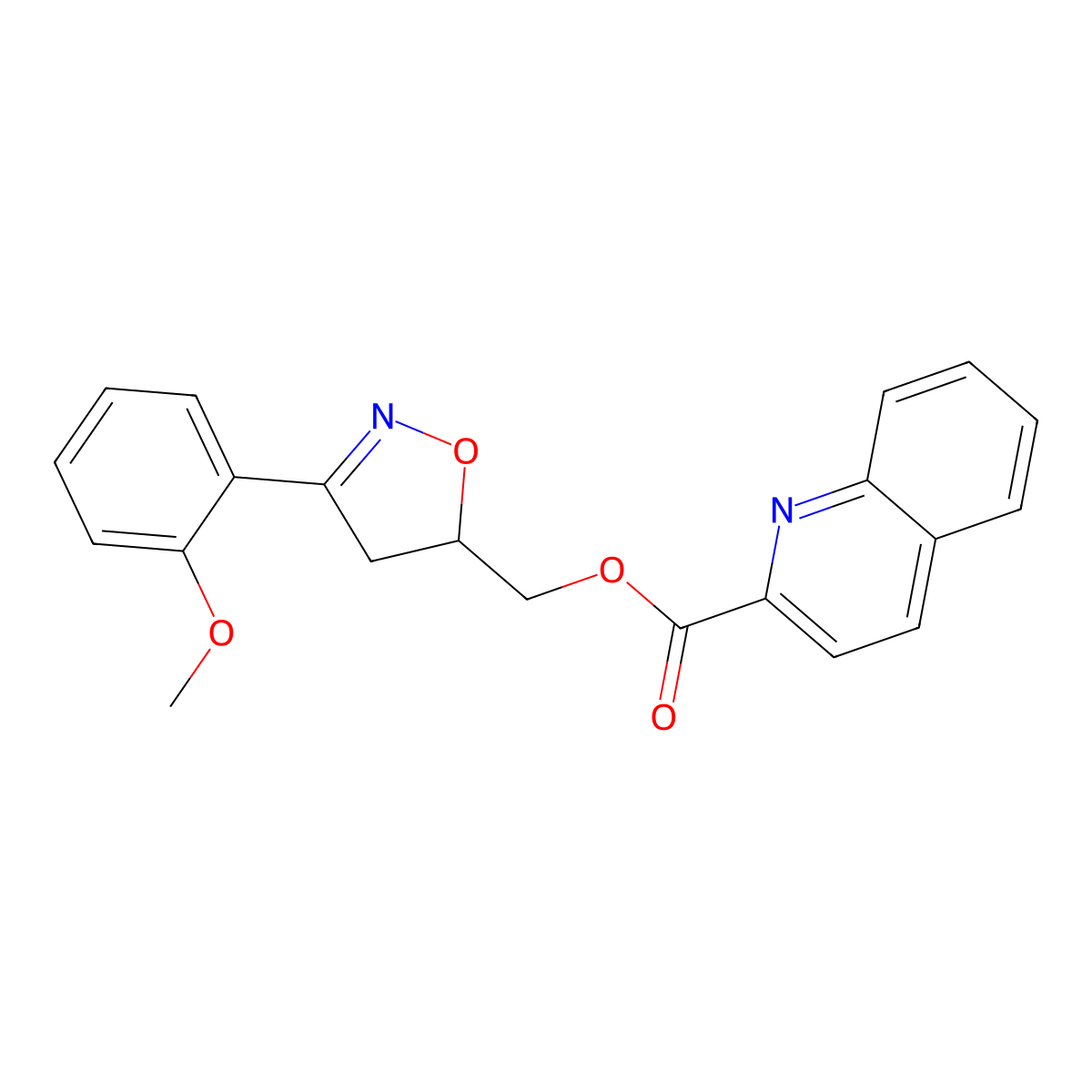 [3-(2-Methoxyphenyl)-4,5-dihydro-1,2-oxazol-5-yl]methyl quinoline-2-carboxylate molecular structure, CAS 833429-77-9