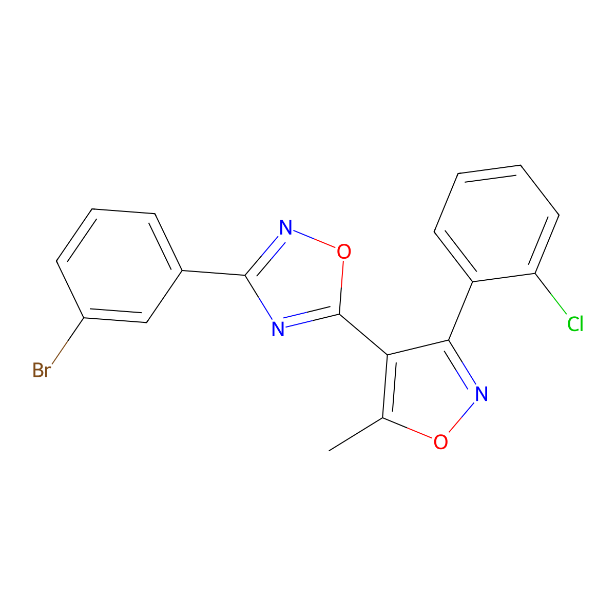 3-(3-Bromophenyl)-5-[3-(2-chlorophenyl)-5-methyl-1,2-oxazol-4-yl]-1,2,4-oxadiazole molecular structure, CAS 833429-82-6