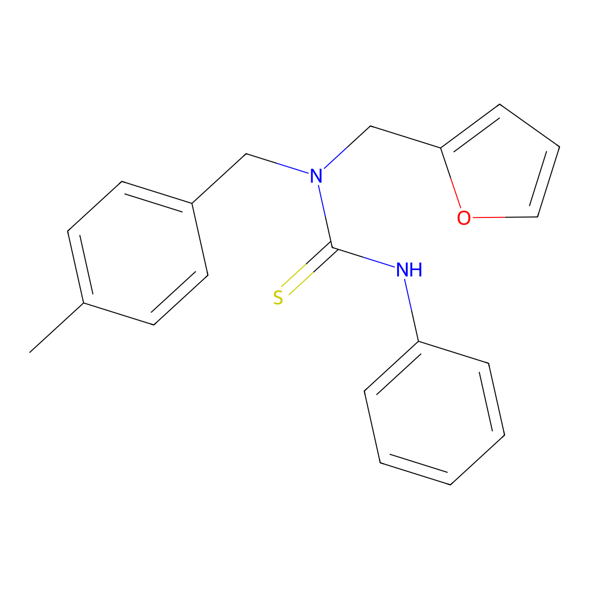 1-(Furan-2-ylmethyl)-1-[(4-methylphenyl)methyl]-3-phenylthiourea molecular structure, CAS 833429-95-1