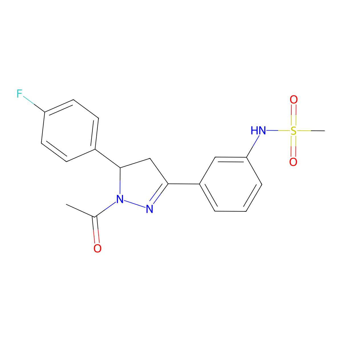 N-(3-(1-acetyl-5-(4-fluorophenyl)-4,5-dihydro-1H-pyrazol-3-yl)phenyl)methanesulfonamide molecular structure, CAS 833430-01-6