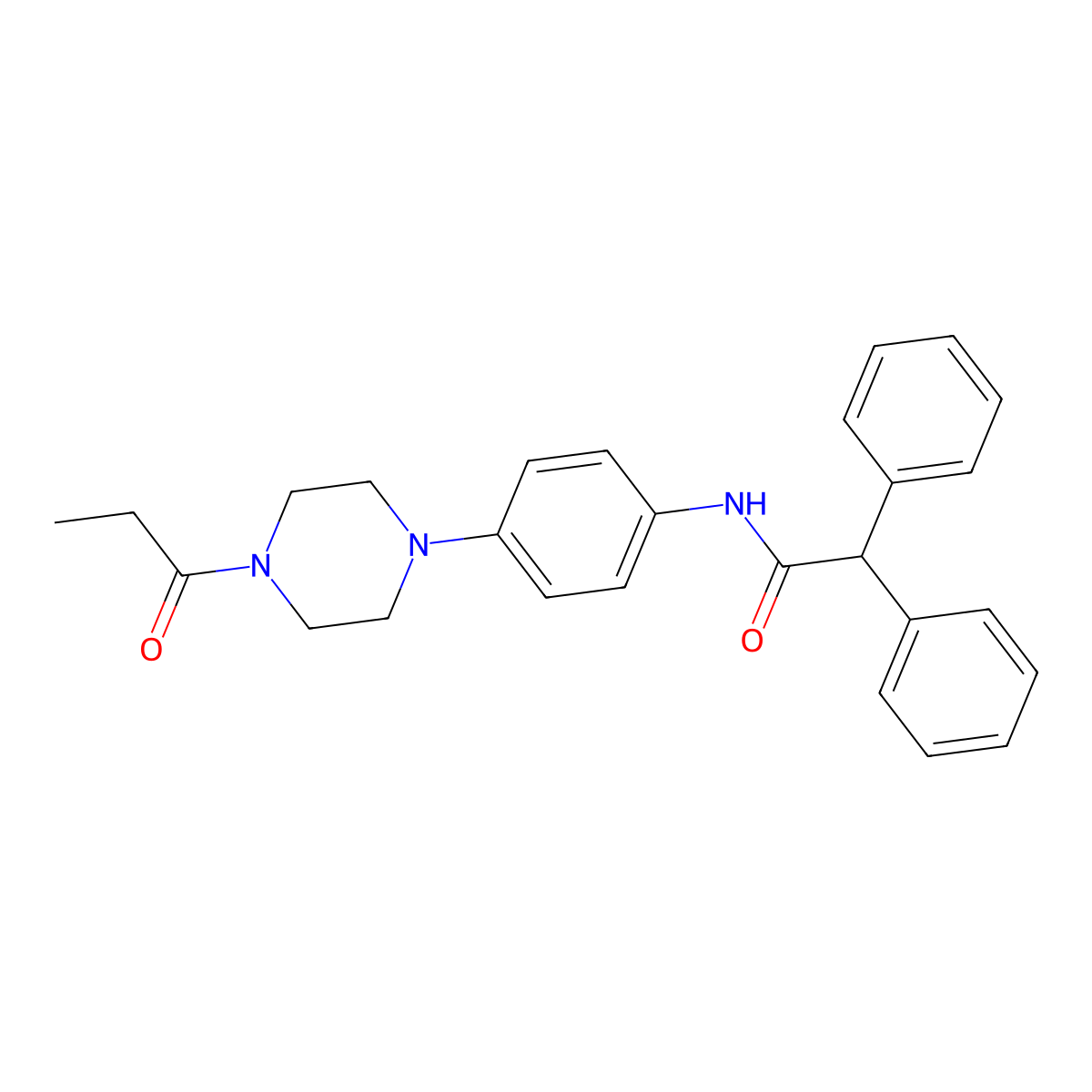 2,2-diphenyl-N-[4-(4-propanoylpiperazin-1-yl)phenyl]acetamide molecular structure, CAS 833430-03-8