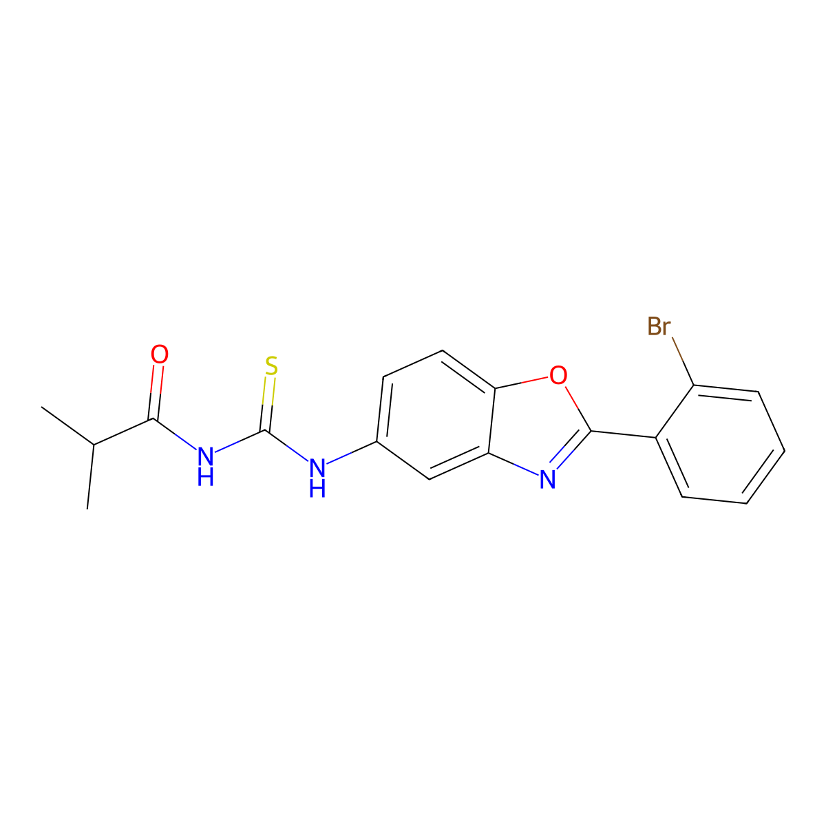 N-[[2-(2-bromophenyl)-1,3-benzoxazol-5-yl]carbamothioyl]-2-methylpropanamide molecular structure, CAS 833430-05-0
